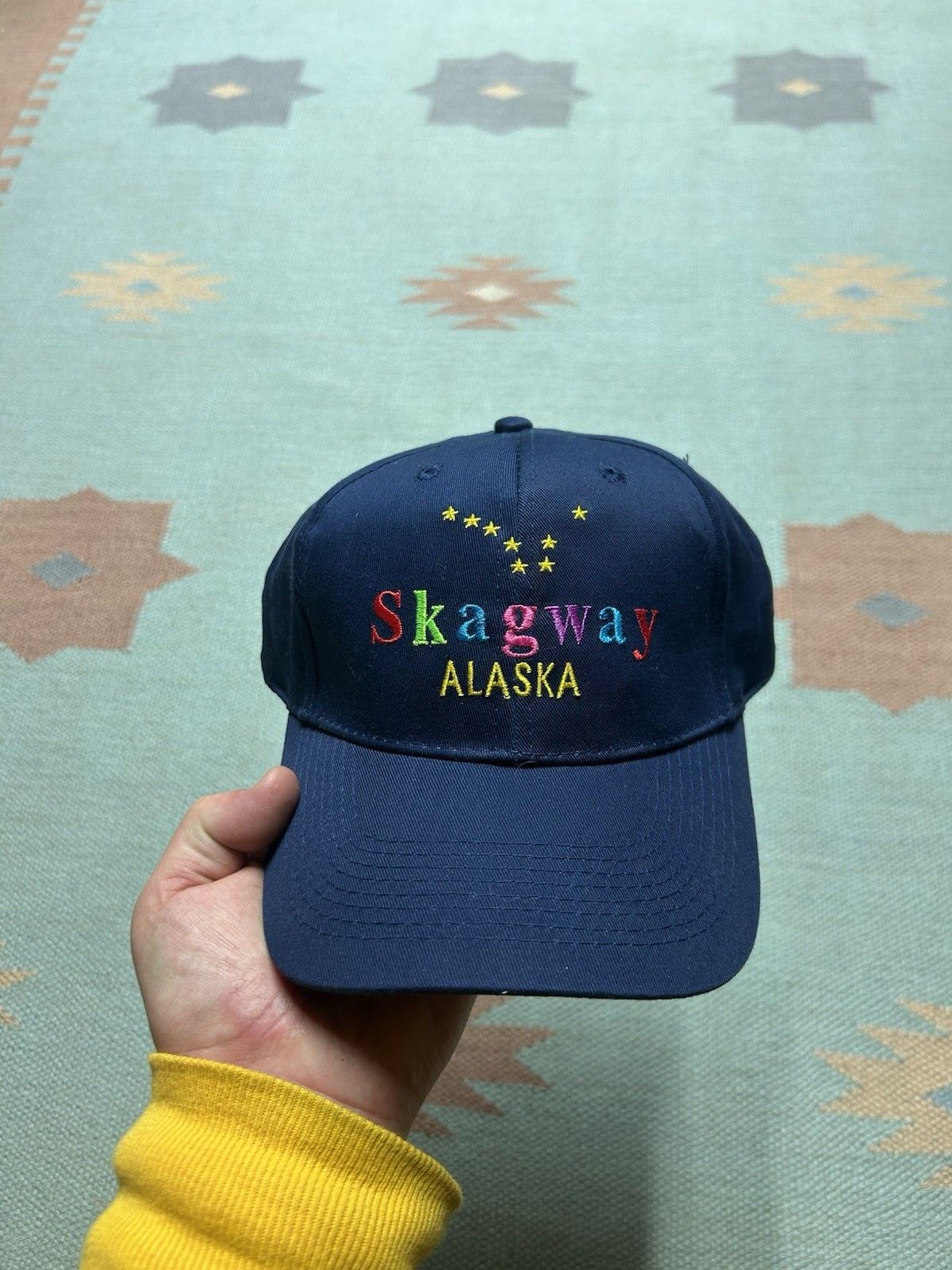 Vintage Vtg hat Skagway Alaska stars Big Dipper flag navy rainbow Size ONE SIZE - 2 Thumbnail