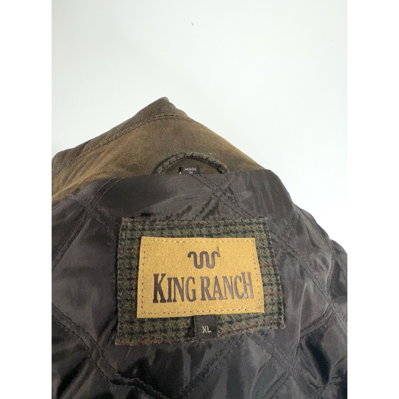 Vintage KING RANCH WOOL BLEND ELBOW PATCH JACKET Olive / Brown / Blue / Red XL MEN Wool Leather Trim Full Zip Vintage? Size US XL / EU 56 / 4 - 7 Thumbnail