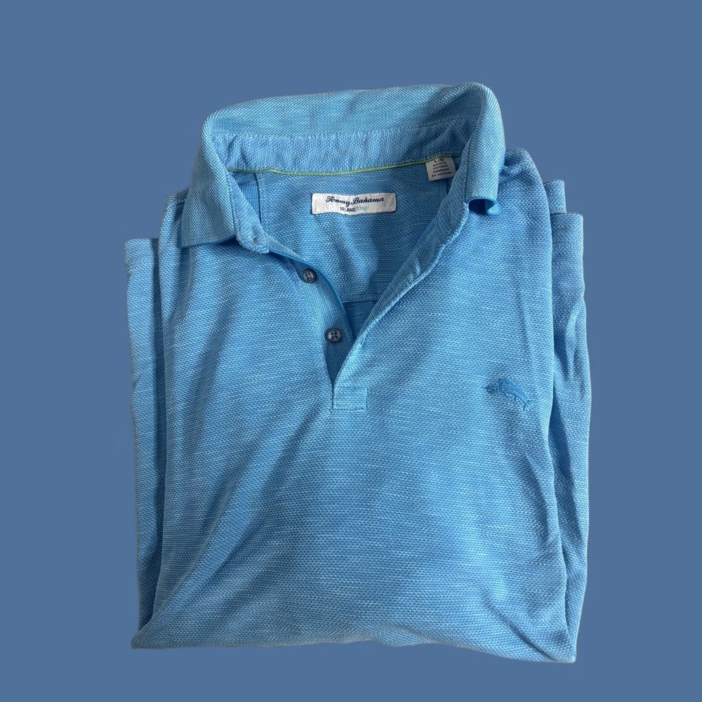 Tommy Bahama Tommy Bahama Polo Shirt Mens Large Blue IslandZone Marlin Logo Knit Golf Shirt Size US L / EU 52-54 / 3 - 1 Thumbnail