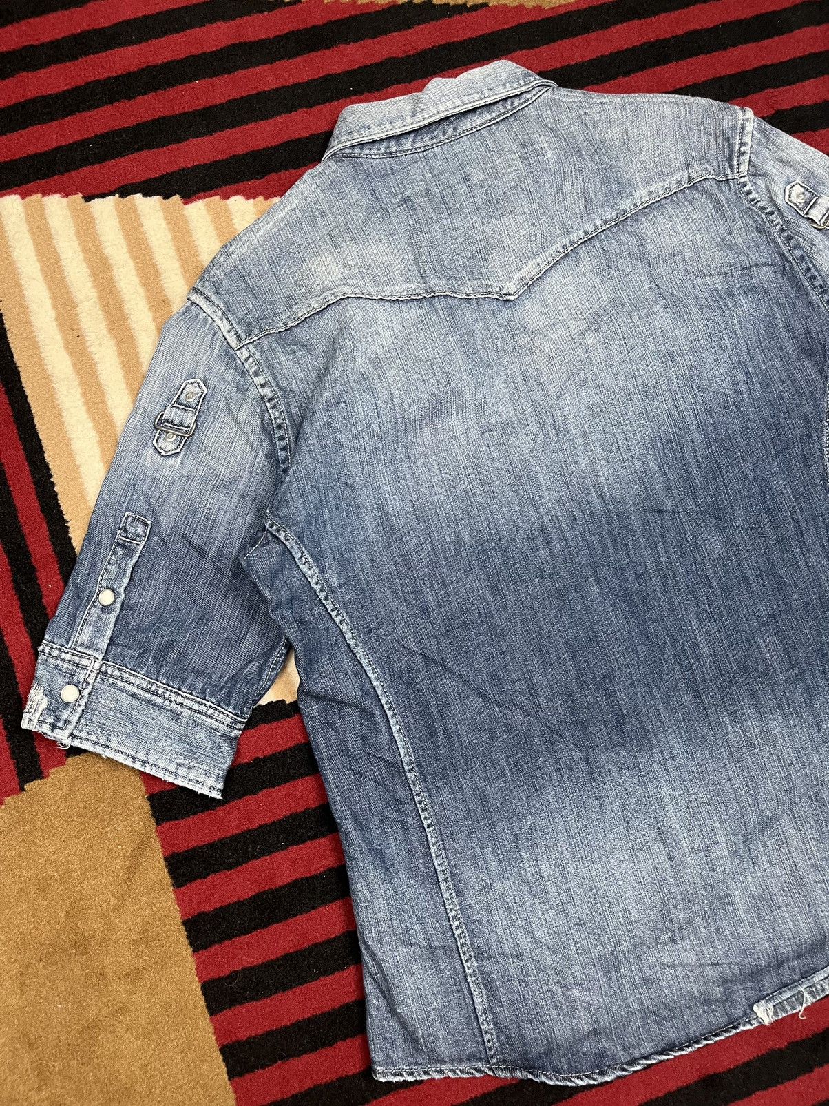 Issey Miyake × Japanese Brand × Tete Homme Plag ! Plag Tete Homme Ripped Denim Shirt Size US M / EU 48-50 / 2 - 7 Thumbnail