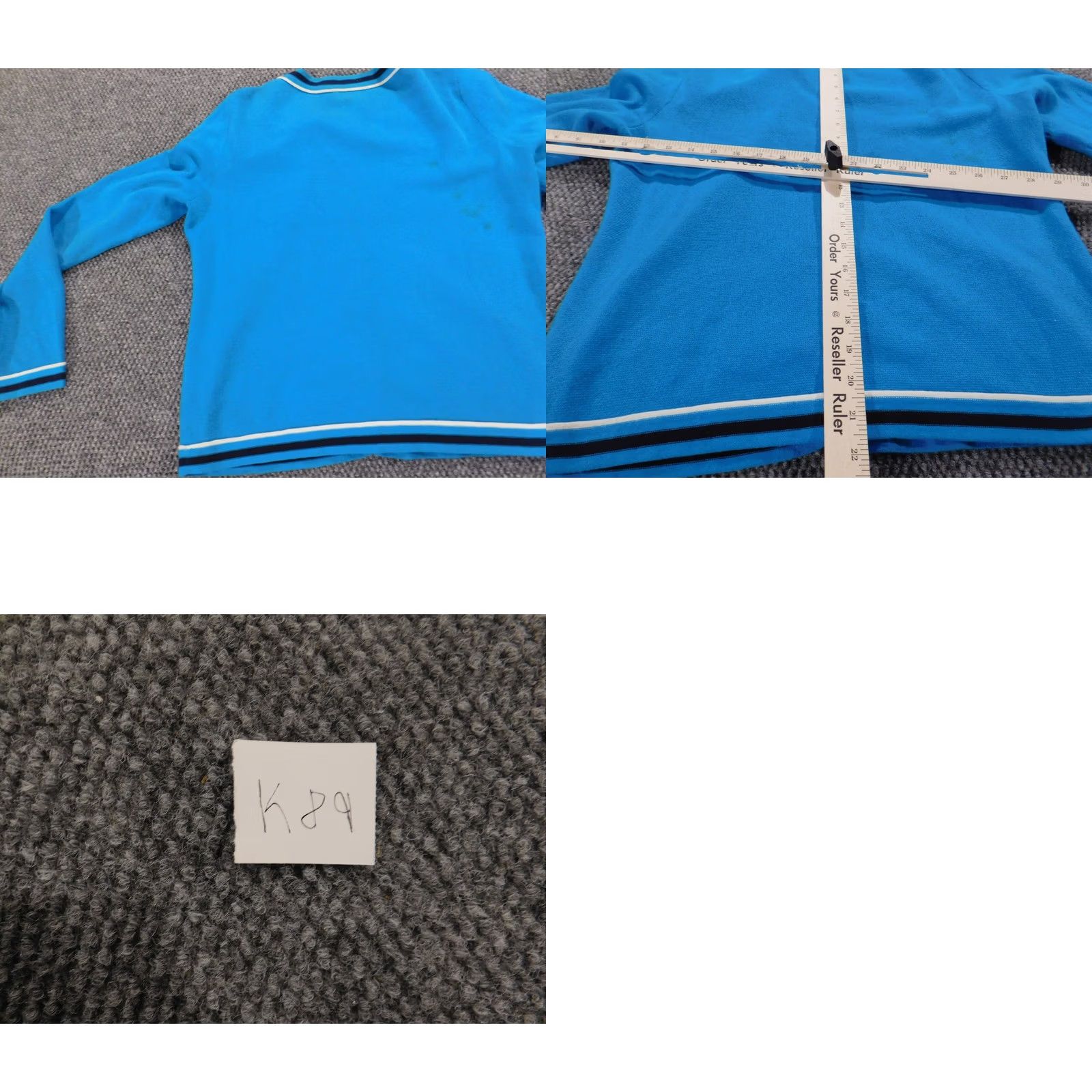 Vintage Crown & Ivy Womens Cardigan Sweater PL Petites Blue Crew Neck Button Stretch Raglan Long Sleeve Knit Cotton Regular Size L / US 10 / IT 46 - 9 Thumbnail