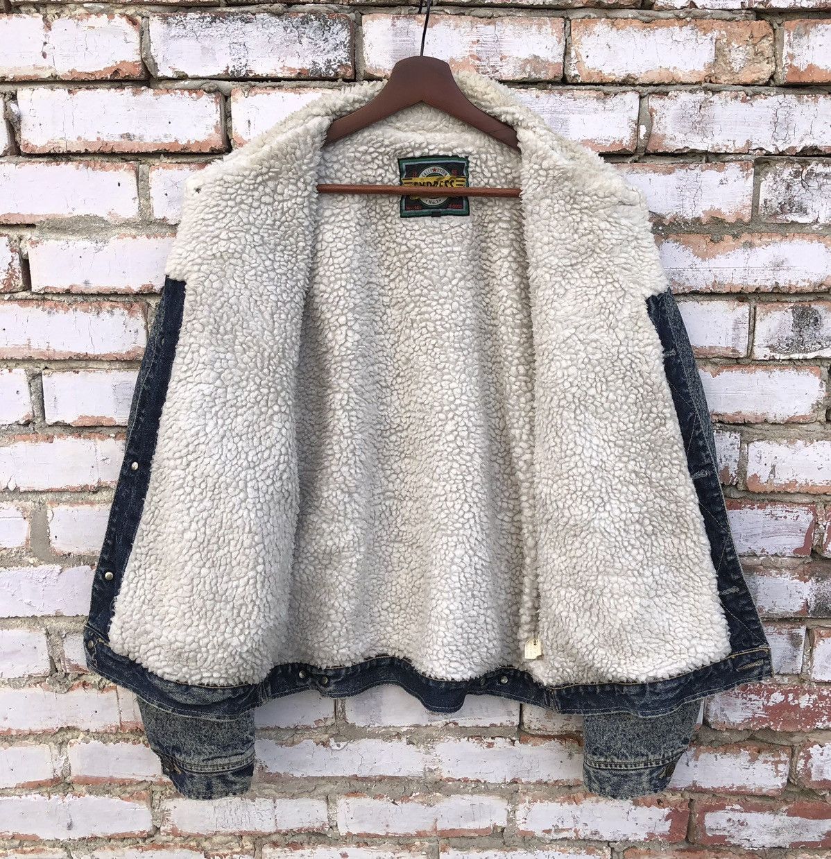 Vintage Vintage Denim Blue washed Lined Sherpa Jacket By Express Size US L / EU 52-54 / 3 - 18 Thumbnail