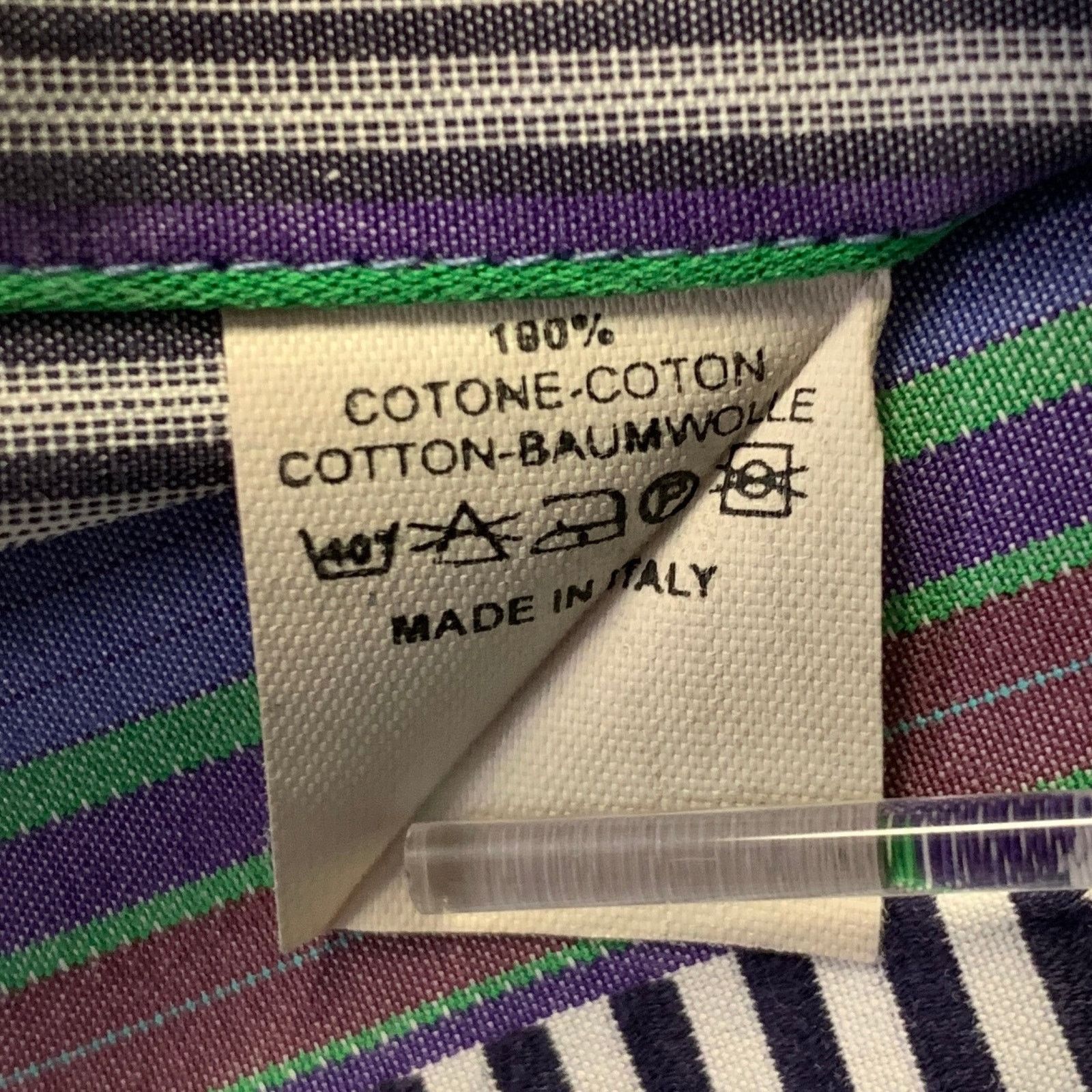 Etro ETRO Size L Green Mixed Stripe Cotton Long Sleeve Shirt Size US XL / EU 56 / 4 - 6 Thumbnail