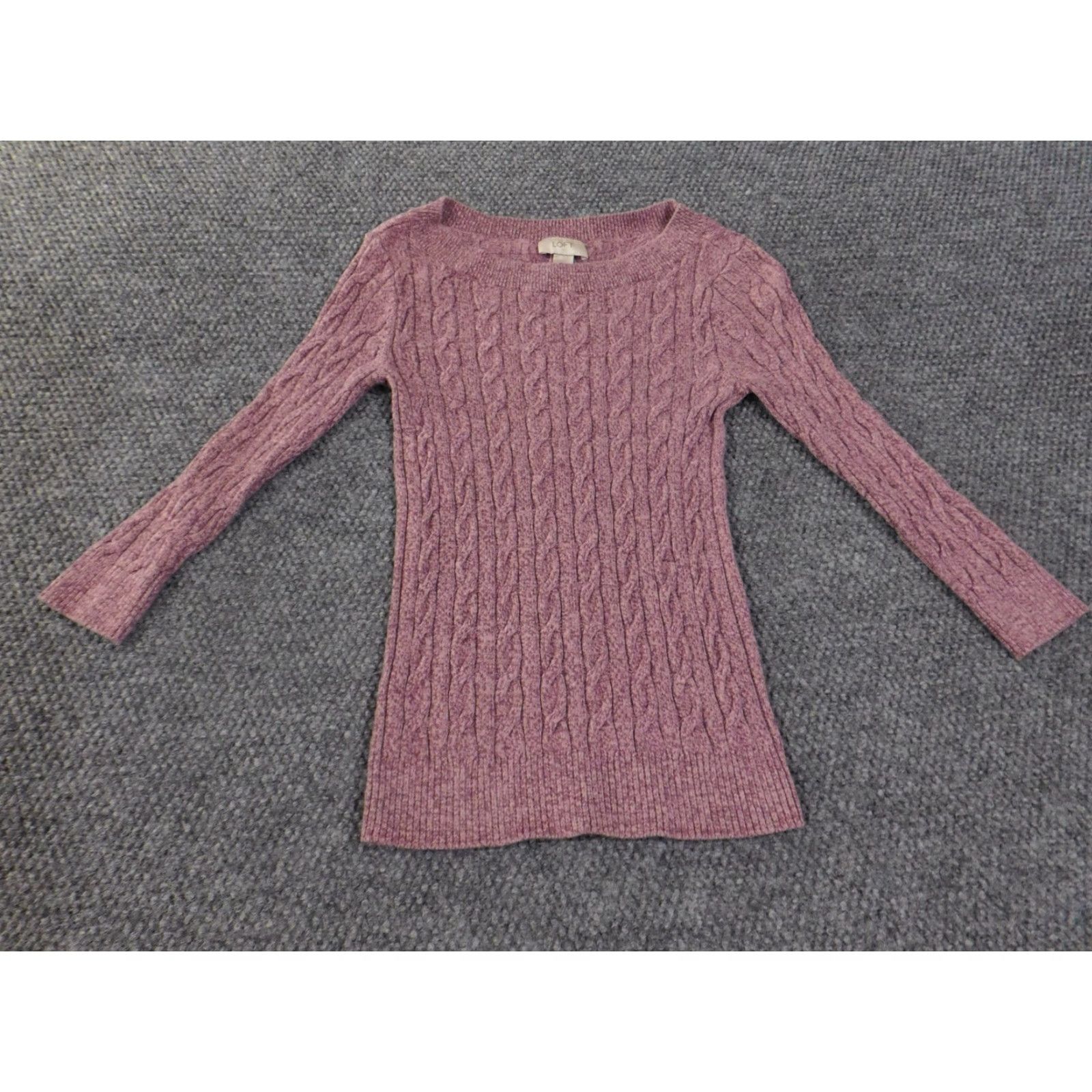 Loft LOFT Sweater Womens XXS Purple Cable Knit Pullover Crewneck Long Sleeve Cotton Size XXS / US 00 / IT 34 - 4 Thumbnail