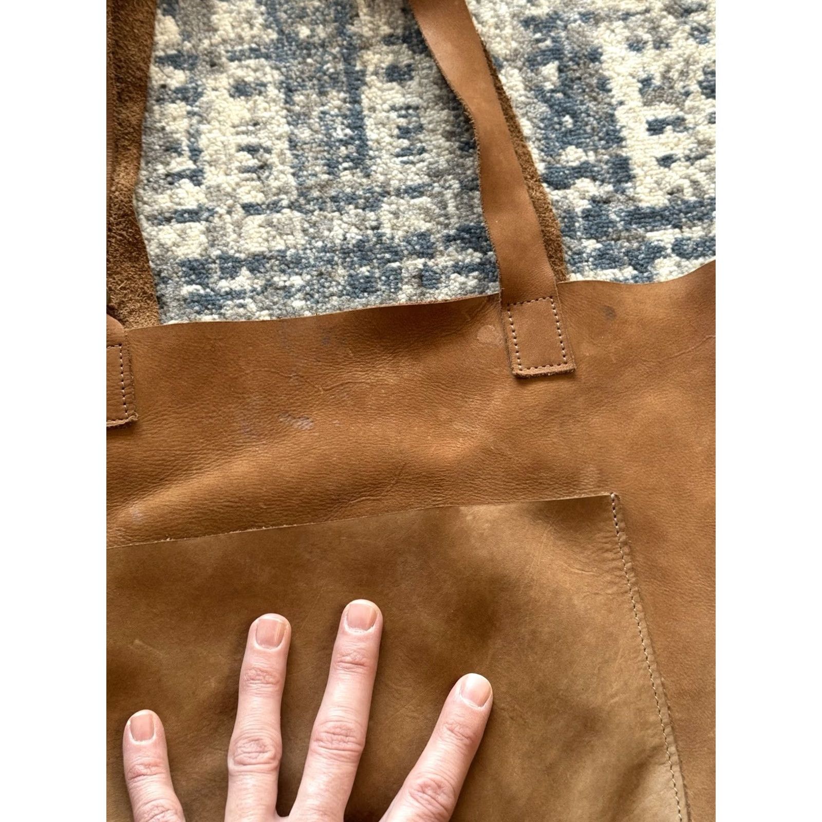 Vintage One Mission Mercantile Tote Bag Brown Nubuck Leather Yasmina Large Woman Womens Bag Square 16x14x5 Casual Designer Size ONE SIZE - 4 Thumbnail