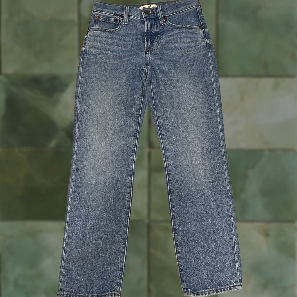 Madewell Madewell Jeans Womens 24P Petite Straight 5-Pocket Denim Blue Stretch EUC Grade A Size 42" / US 20 - 1 Thumbnail