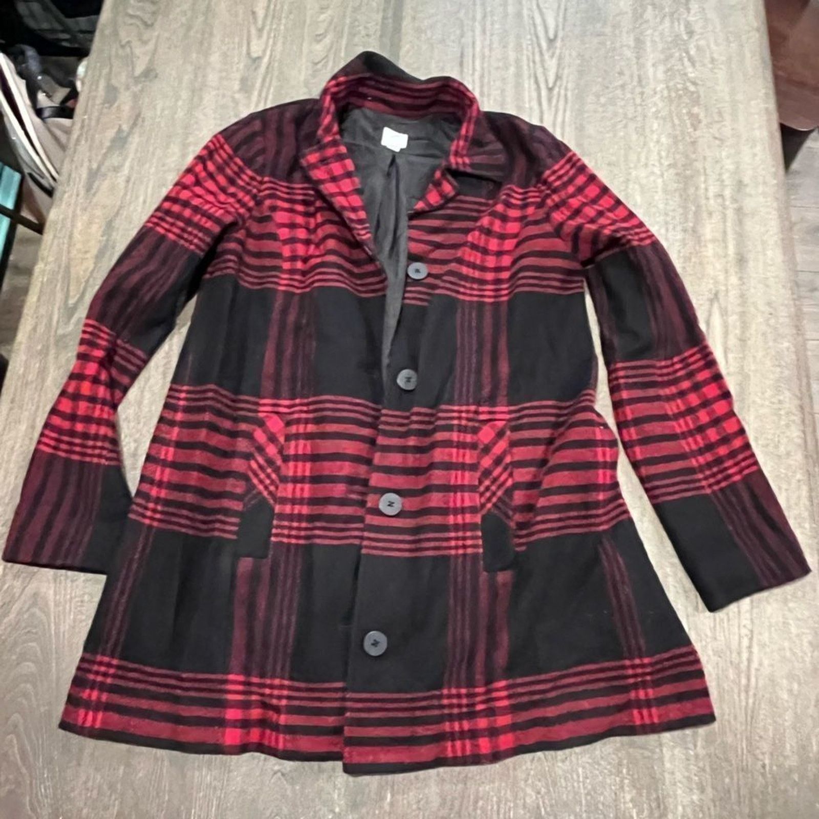Vintage J. Jill Womens Peacoat Jacket Plaid Button Front Wool Sz XS Size XS / US 0-2 / IT 36-38 - 8 Thumbnail
