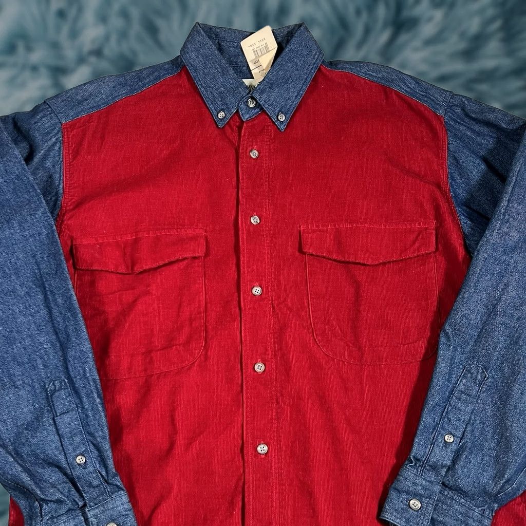 Vintage VINTAGE St. John's Bay Denim Corduroy Button-Down Shirt Mens M Red Size US M / EU 48-50 / 2 - 1 Thumbnail
