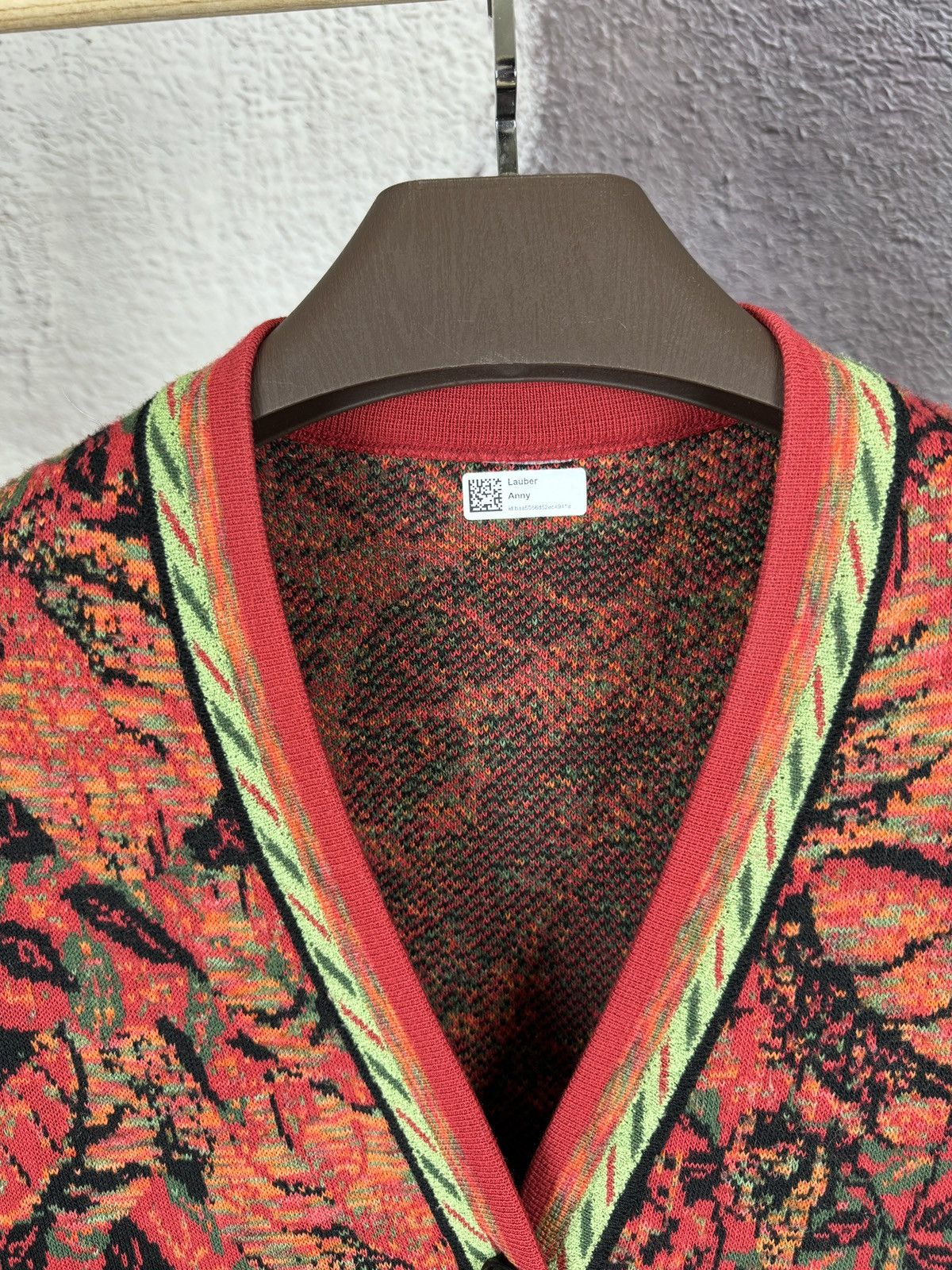Vintage 90s Vintage wool women's red cardigan buttoned with pockets Size L / US 10 / IT 46 - 10 Thumbnail