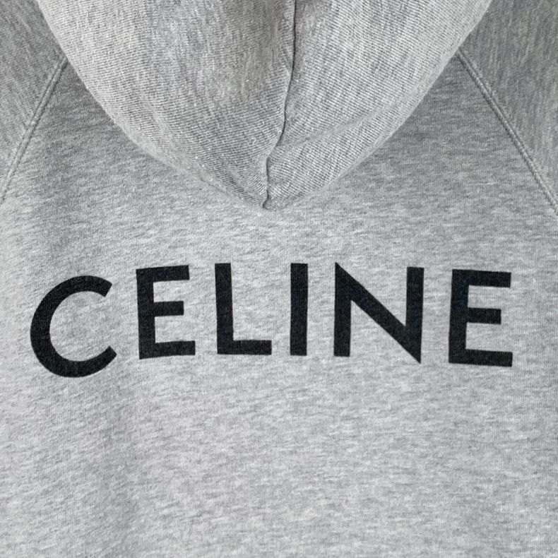 Celine Celine Gray Logo Cotton Hooded Sweatshirt Size US XS / EU 42 / 0 - 5 Thumbnail