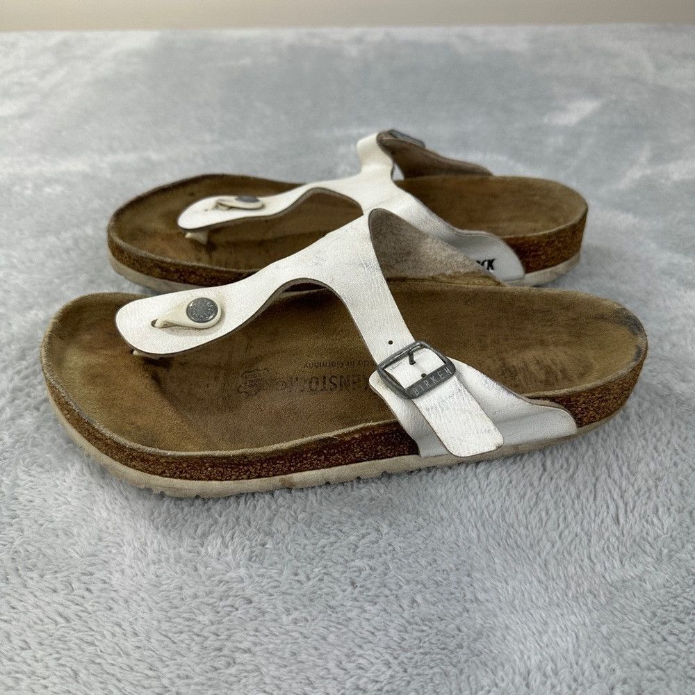 Birkenstock Gizeh White Leather Sandals Women's Size 39 EU