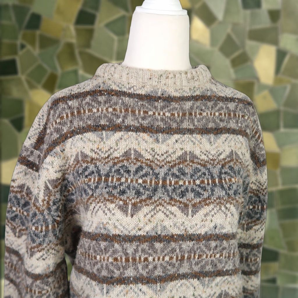 Vintage VINTAGE 90s Saugatuck Dry Goods tan snowflake knit sweater Mens XL Pullover Wool Acrylic Fair Isle Casual Fall Winter Sportswear Mens XL Size US XL / EU 56 / 4 - 1 Thumbnail