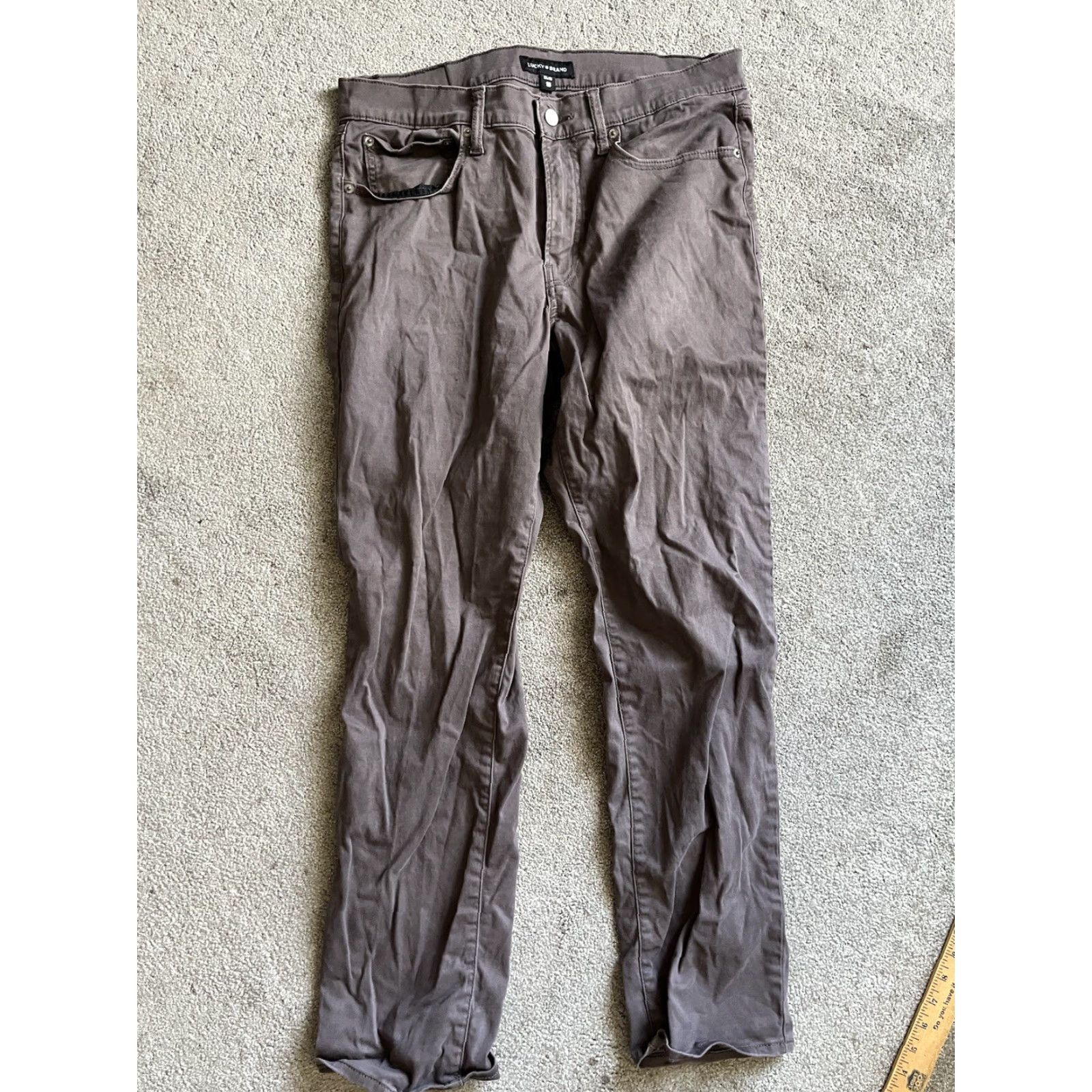 Lucky Brand Lucky Brand Men's 121 Heritage Slim Straight Leg Pants Brown 33x30 Stretch Size US 33 - 3 Thumbnail