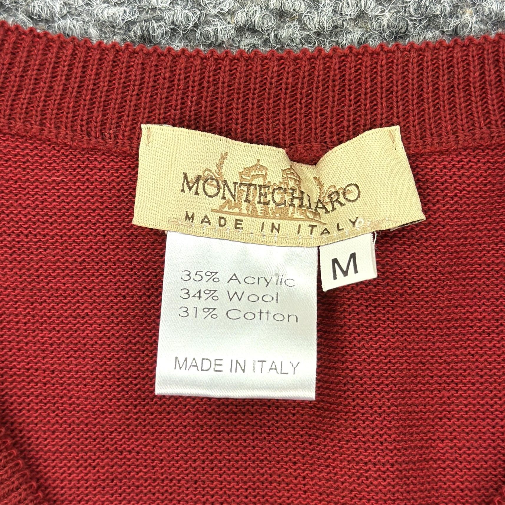 Vintage VINTAGE Montechiaro Sweater Mens Medium Red Striped V Neck Knit Made In Italy Wool Blend Size US M / EU 48-50 / 2 - 3 Thumbnail