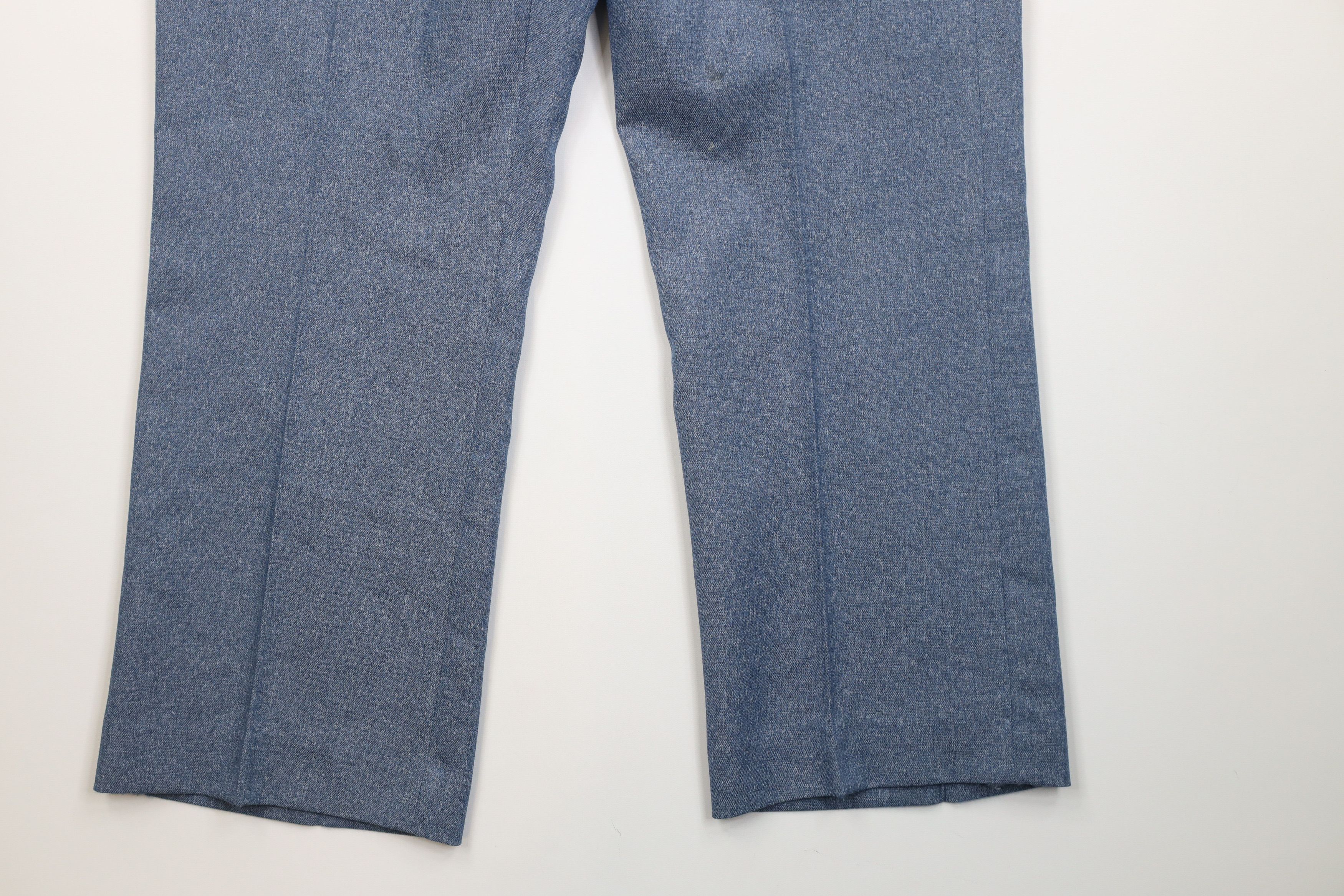 Vintage Vintage 70s Streetwear Knit Wide Leg Chino Pants Blue USA Size US 38 / EU 54 - 5 Thumbnail