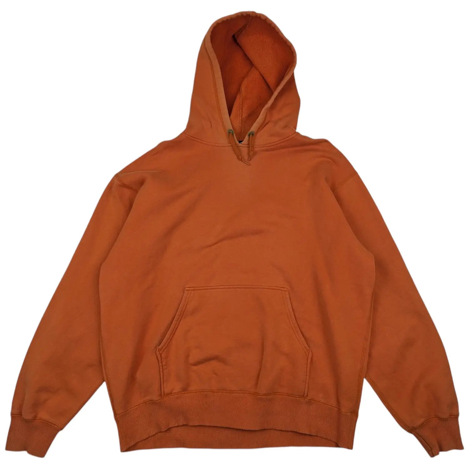 Japanese Brand × Uniqlo × Vintage Vintage 2000's UNIQLO Orange Plain Hoodie Jumper Sweatshirt Size US XL / EU 56 / 4 - 4 Thumbnail