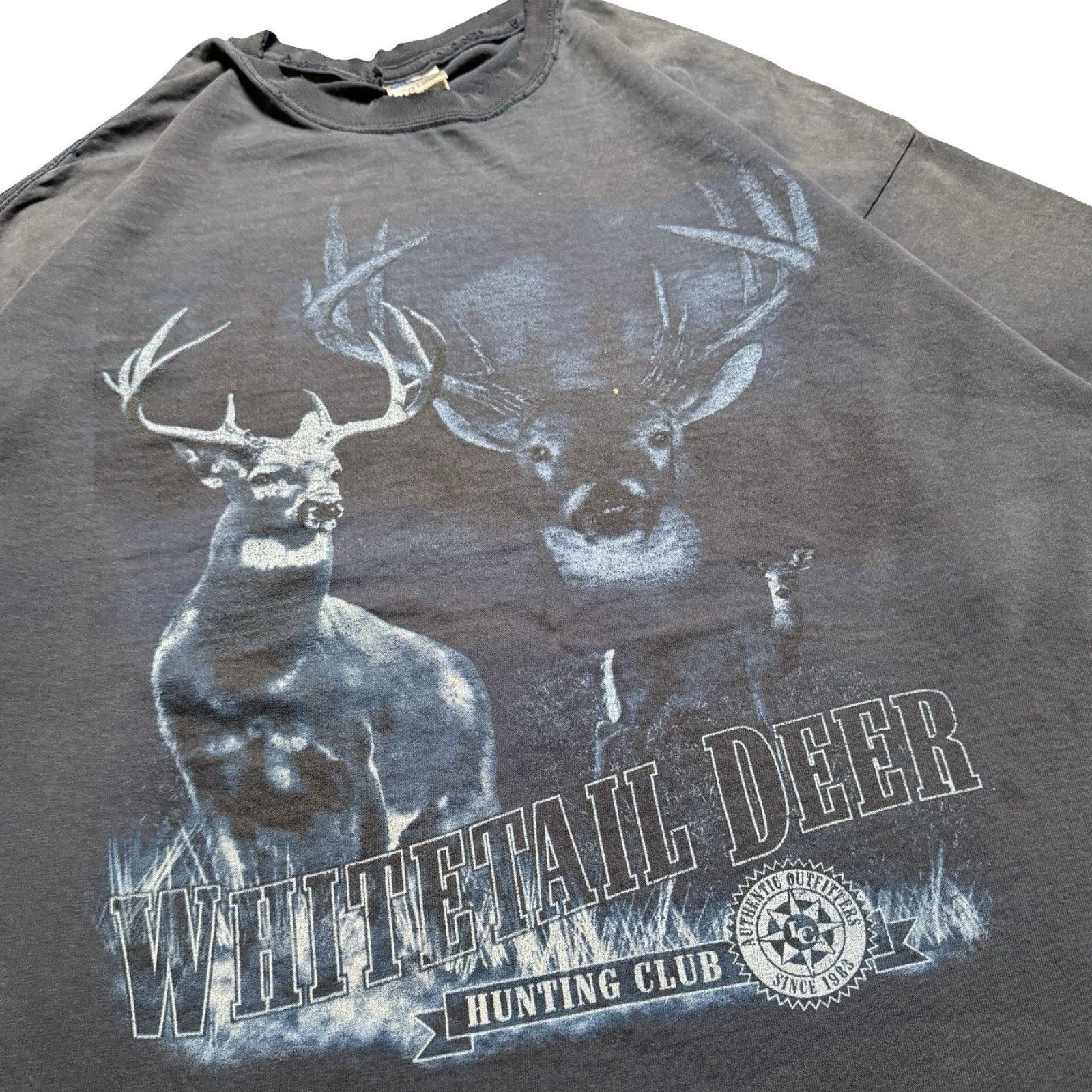 Vintage Vintage Whitetail Deer Hunting Thrashed Faded T Shirt 2XL Size US XXL / EU 58 / 5 - 2 Thumbnail