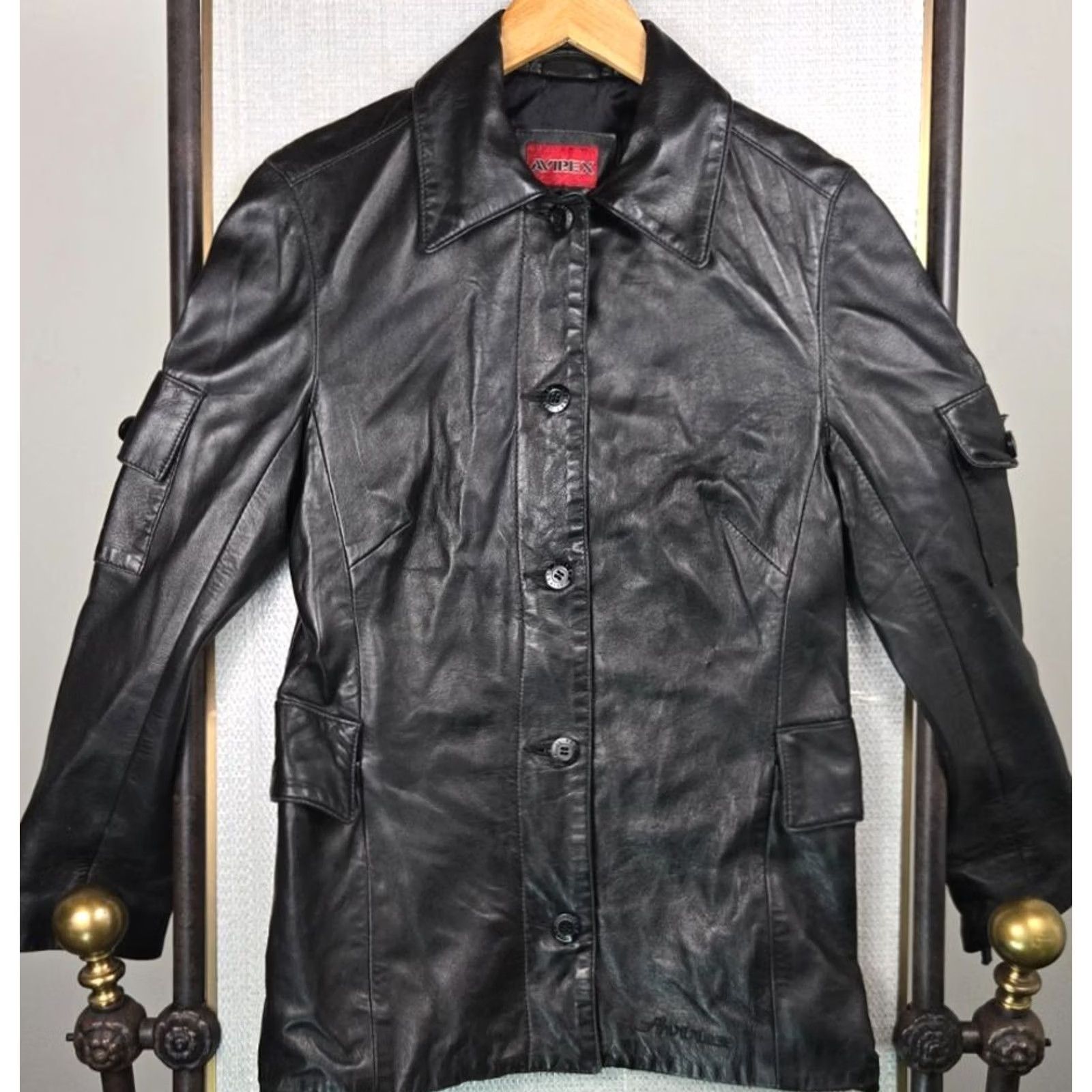 Avirex AVirex Women's Leather Jacket Button Front Made in USA Black Buttery Soft Leather Jacket Size M / US 6-8 / IT 42-44 - 6 Thumbnail