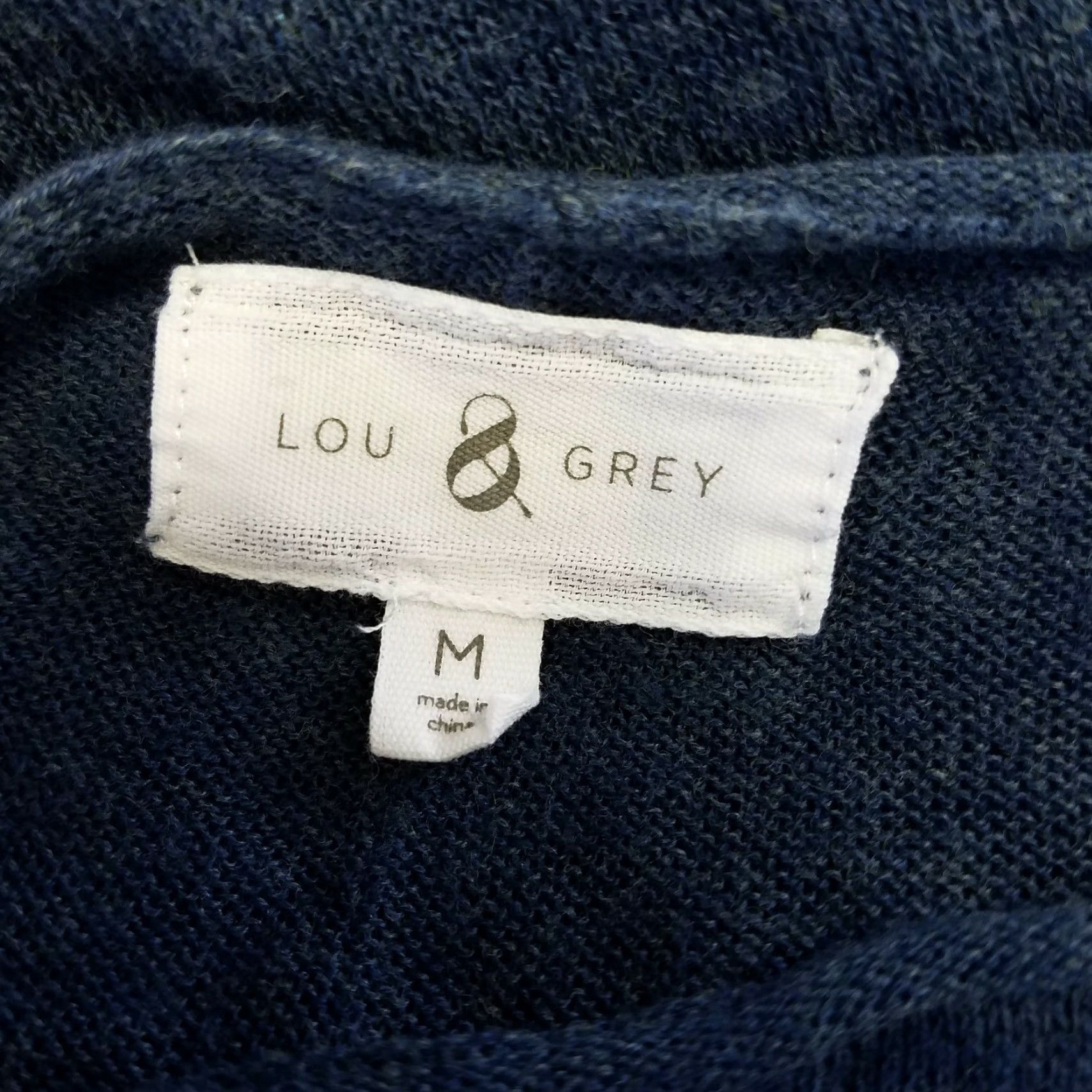 Lou & Grey Lou & Grey Womens Knit Top Sz Med Blue Long Sleeve Round Neck Cotton Blend Blouse Sheer Vintage No Size M / US 6-8 / IT 42-44 - 4 Thumbnail