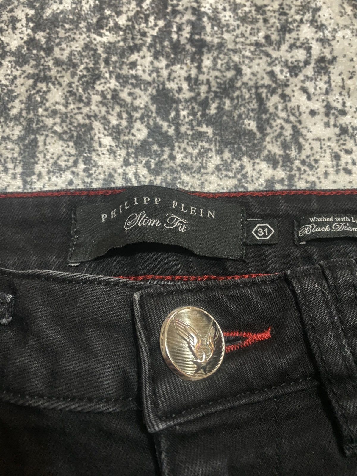 Other Luxury denim slim fit philipp plein logo on pocket drip jean Size US 31 - 13 Thumbnail