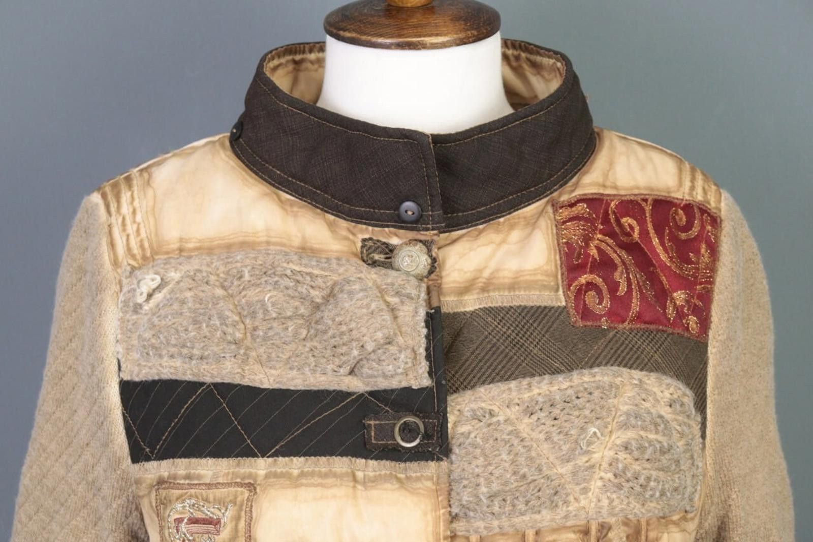 Designer Elisa Cavaletti Multicolor Wool Patched Jacket Size M Size M / US 6-8 / IT 42-44 - 2 Thumbnail