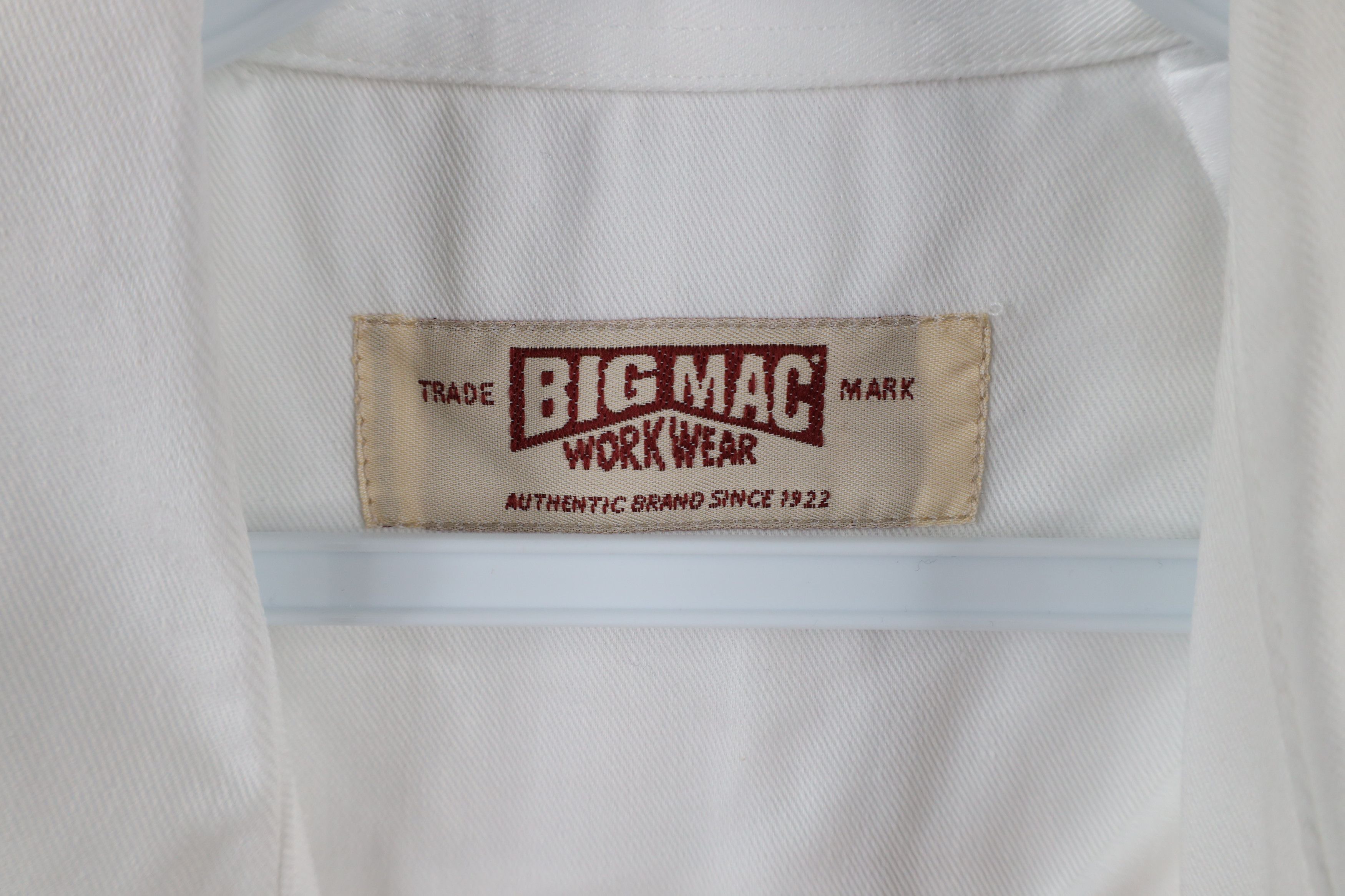 Big Mac × Vintage Vintage 90s Big Mac Mechanic Collared Button Shirt White Size US L / EU 52-54 / 3 - 5 Thumbnail