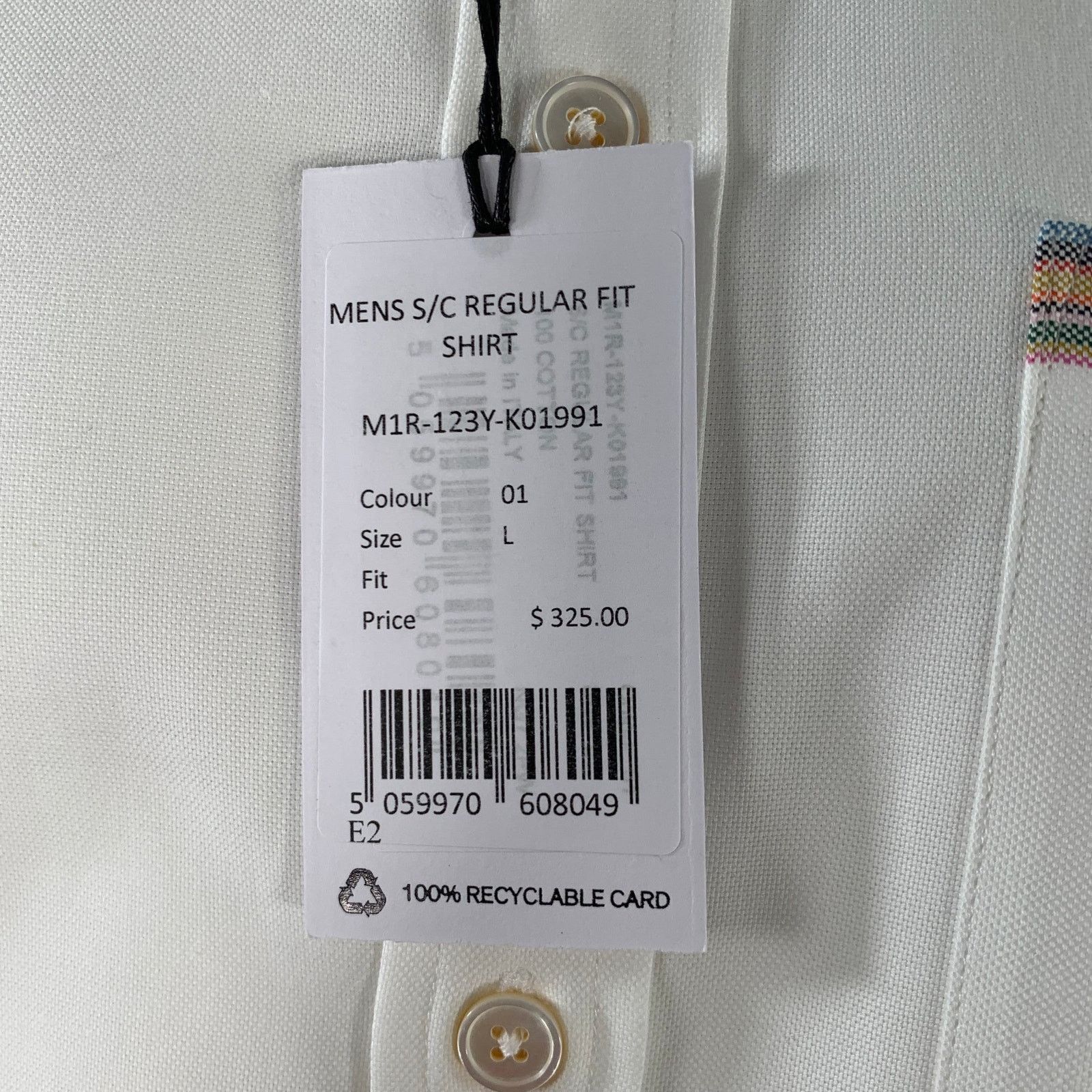 Paul Smith White Contrast Trim Cotton One Pocket Long Sleeve Shirt Size US L / EU 52-54 / 3 - 6 Thumbnail