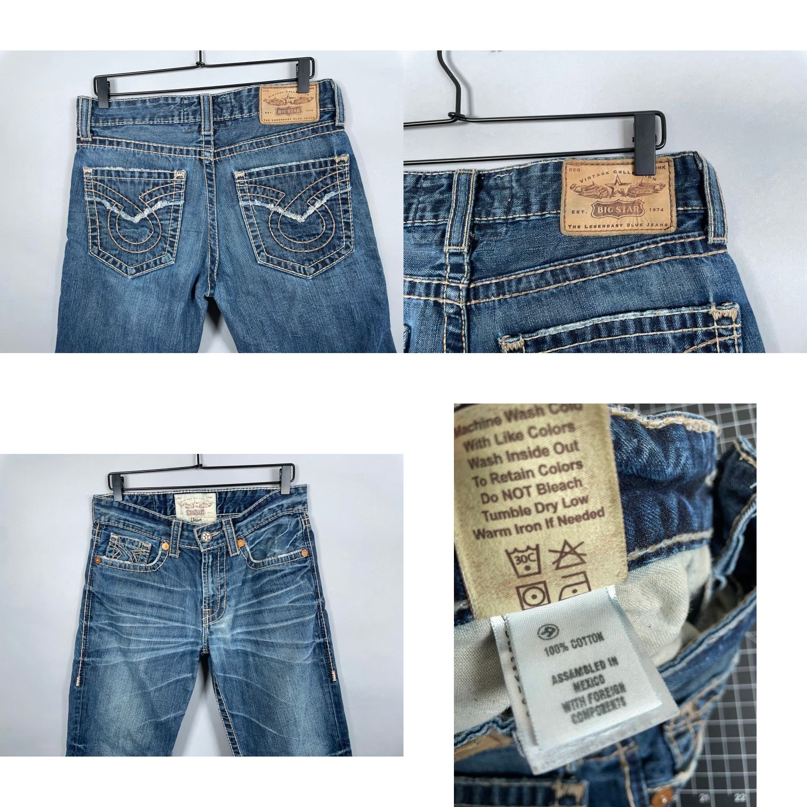 Denime VINTAGE Big Star Union Straight Leg Jeans Men's 32L Blue Denim 5-Pocket Zip Fly Size US 32 / EU 48 - 9 Thumbnail