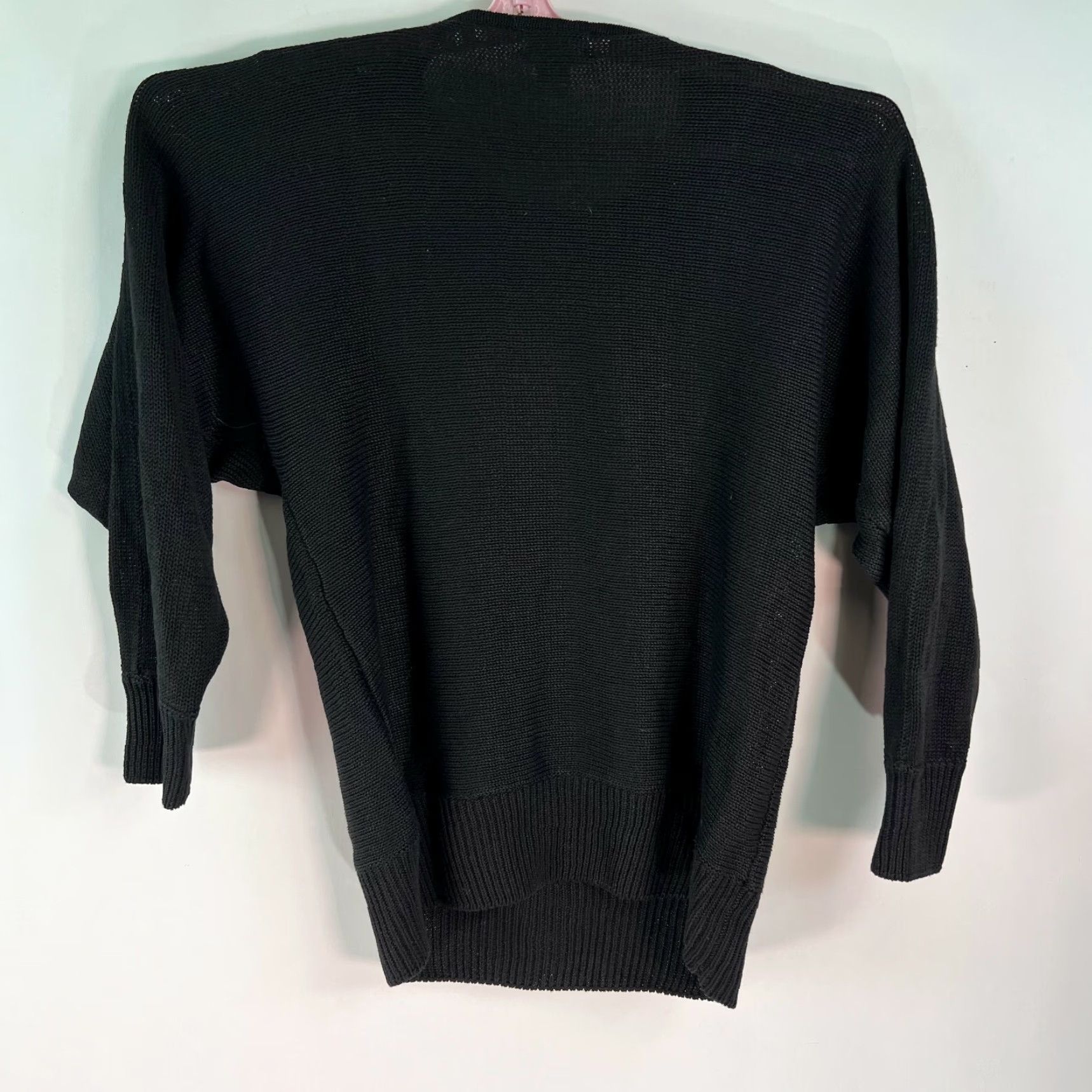 Vintage Victoria Jones Womens Sweater Black Floral Knit Pullover Crew Neck Long Sleeve Size M Size M / US 6-8 / IT 42-44 - 2 Thumbnail