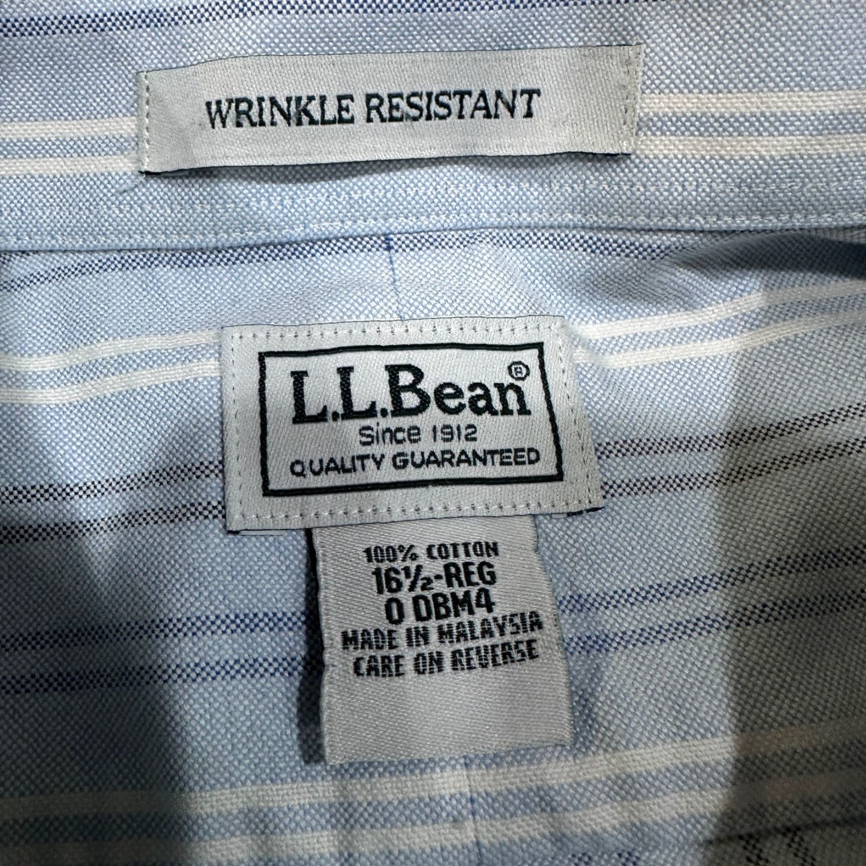 Vintage VINTAGE L.L. Bean Shirt Button-Up Striped Short Sleeve 100% Cotton Blue White Gray L Mens 90s Y2K Preppy Vintage Repair Size US L / EU 52-54 / 3 - 2 Thumbnail