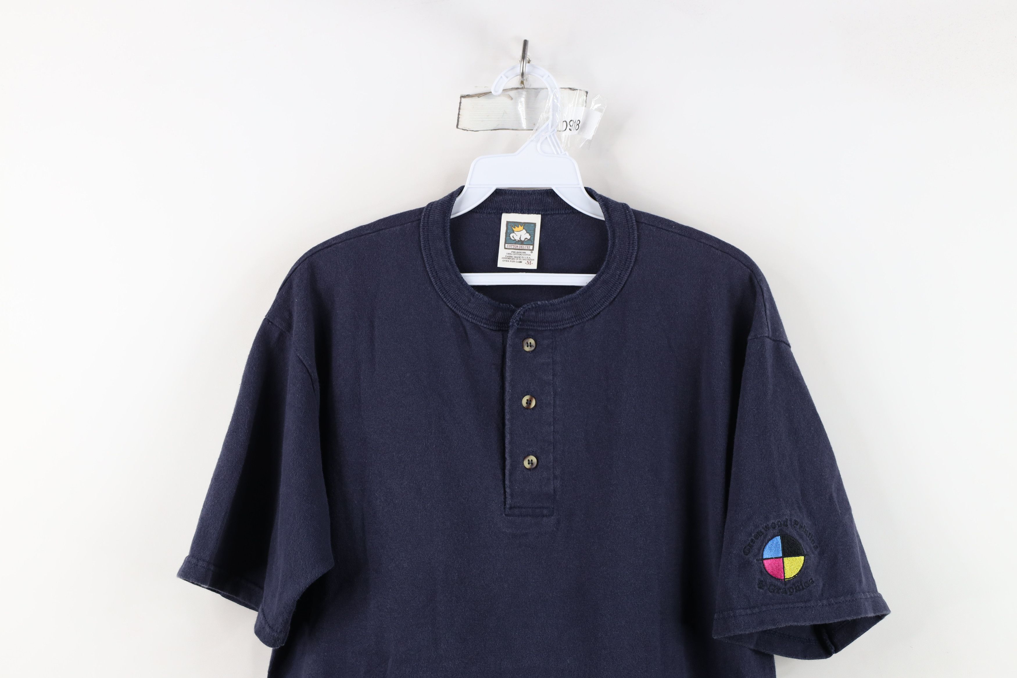 Vintage Vintage 90s Streetwear Blank Heavyweight Henley T-Shirt Blue Size US M / EU 48-50 / 2 - 2 Thumbnail