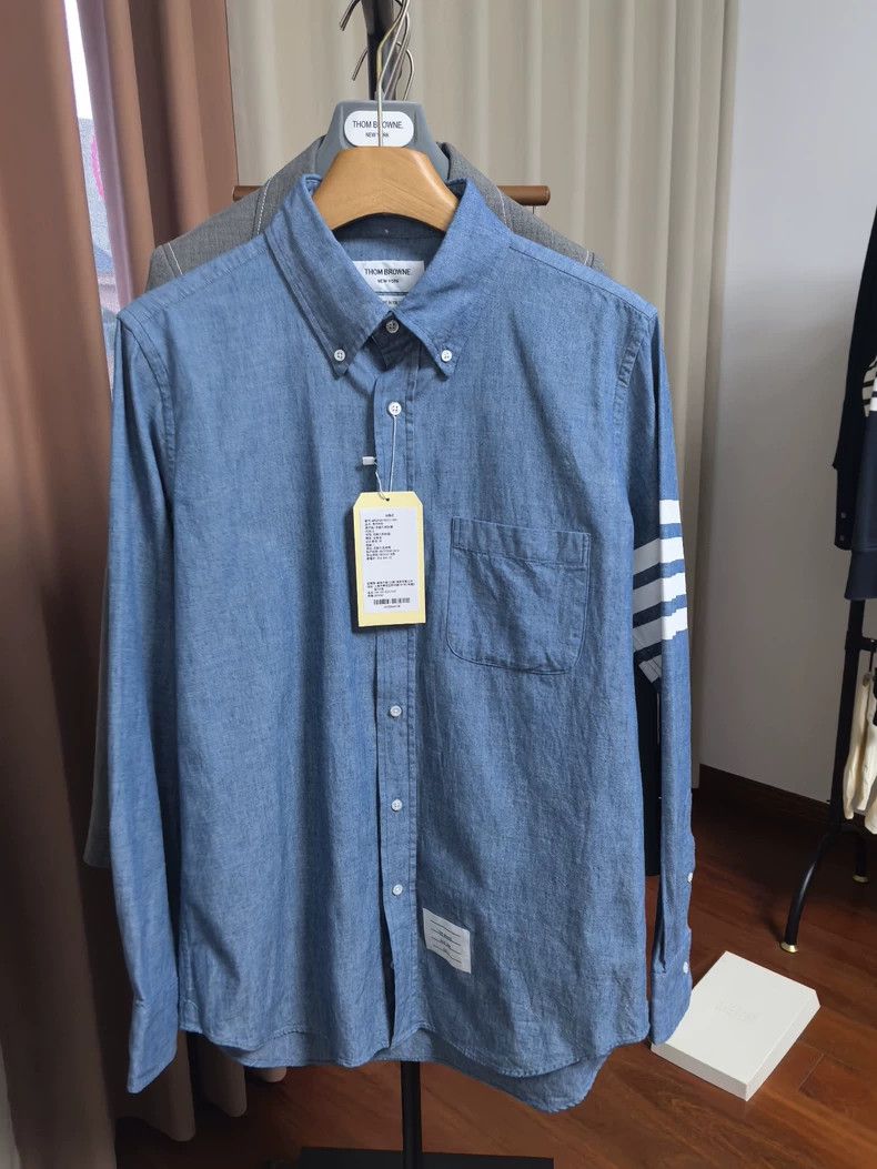 Thom Browne Thom Browne Men's Denim Button-Up Shirt - dmc Size US M / EU 48-50 / 2 - 1 Thumbnail
