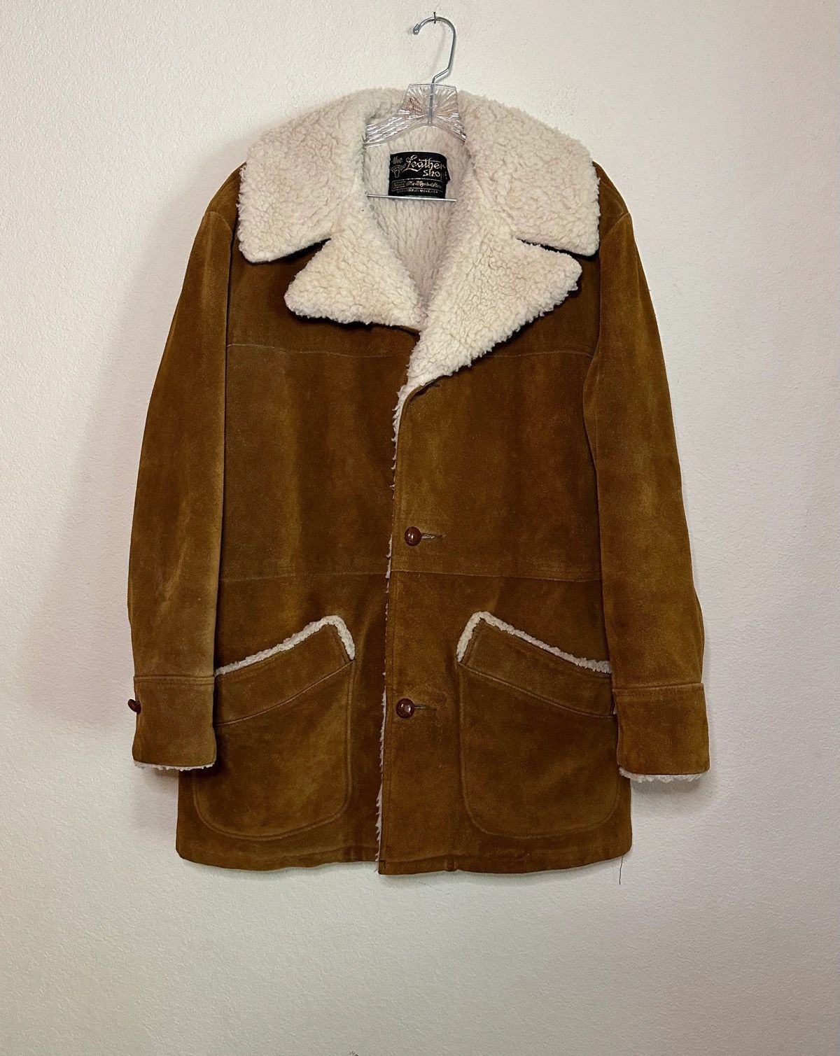 image of Vintage 70’S Suede Sherpa Lined Coat (Men’S 42 Reg.) in Brown, Men's (Size Large)