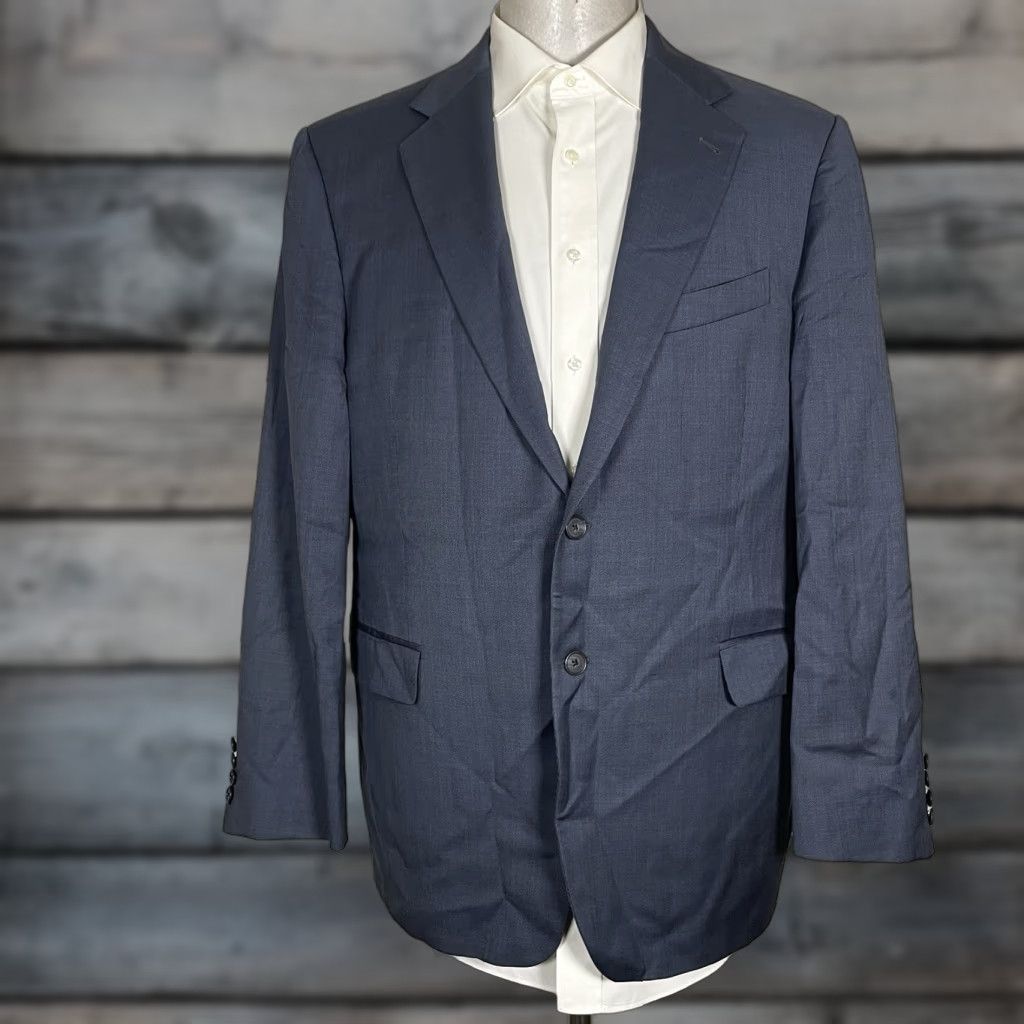 VINTAGE Joseph Abboud USA Made Blazer Jacket Mens 44R Blue Solid Wool Double Vented