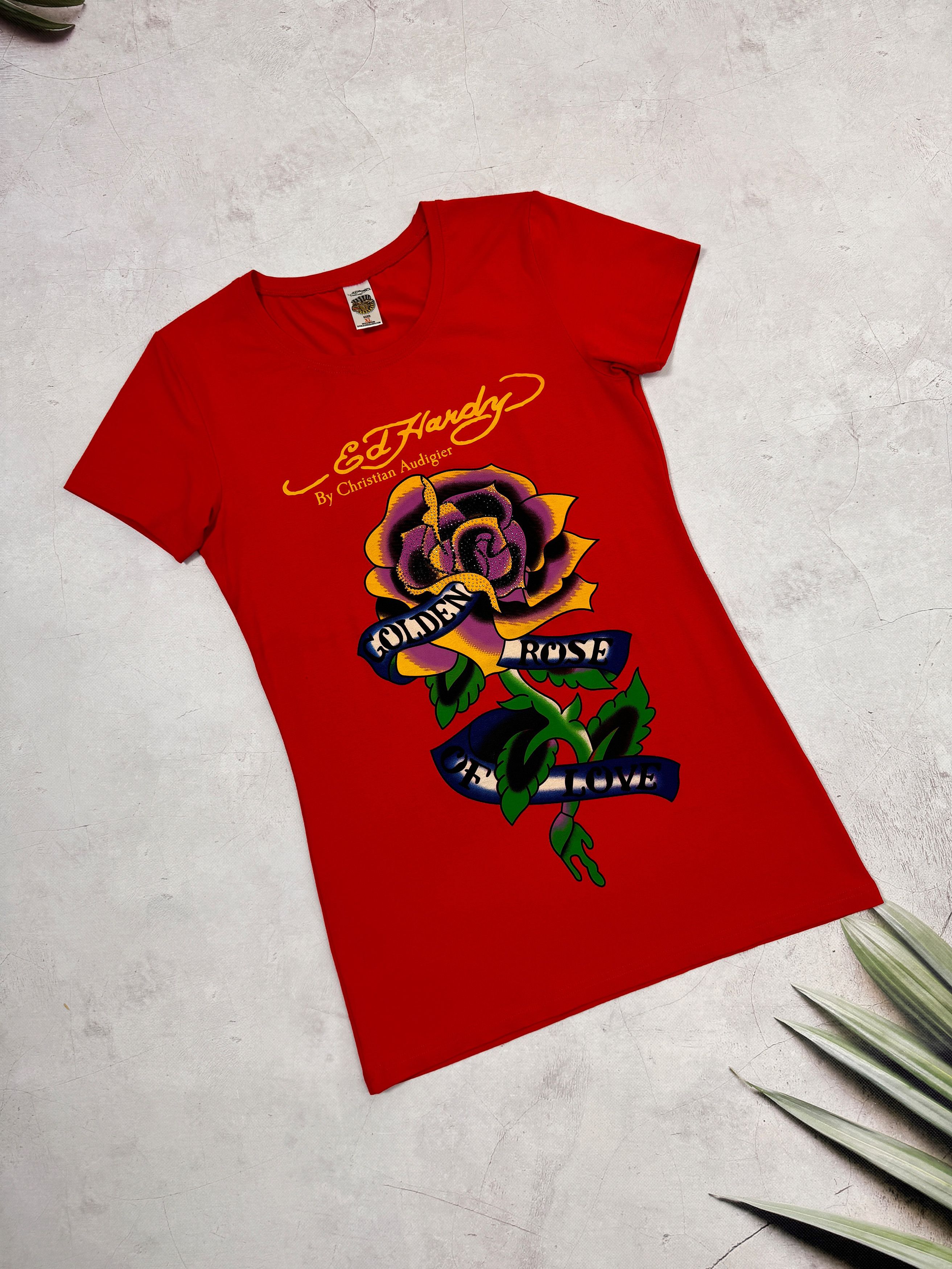 Christian Audigier × Ed Hardy Ed Hardy Mini Dress Tunica Golden Rose of Love Size M / US 6-8 / IT 42-44 - 3 Thumbnail