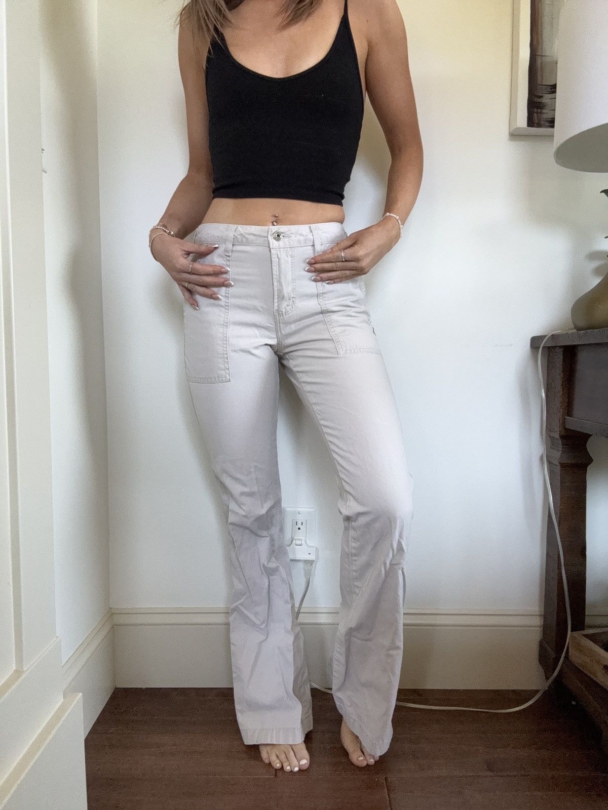Silver Jeans Co. vintage 90s wide leg silver flared cargo pants Size 28" / US 6 / IT 42 - 3 Thumbnail