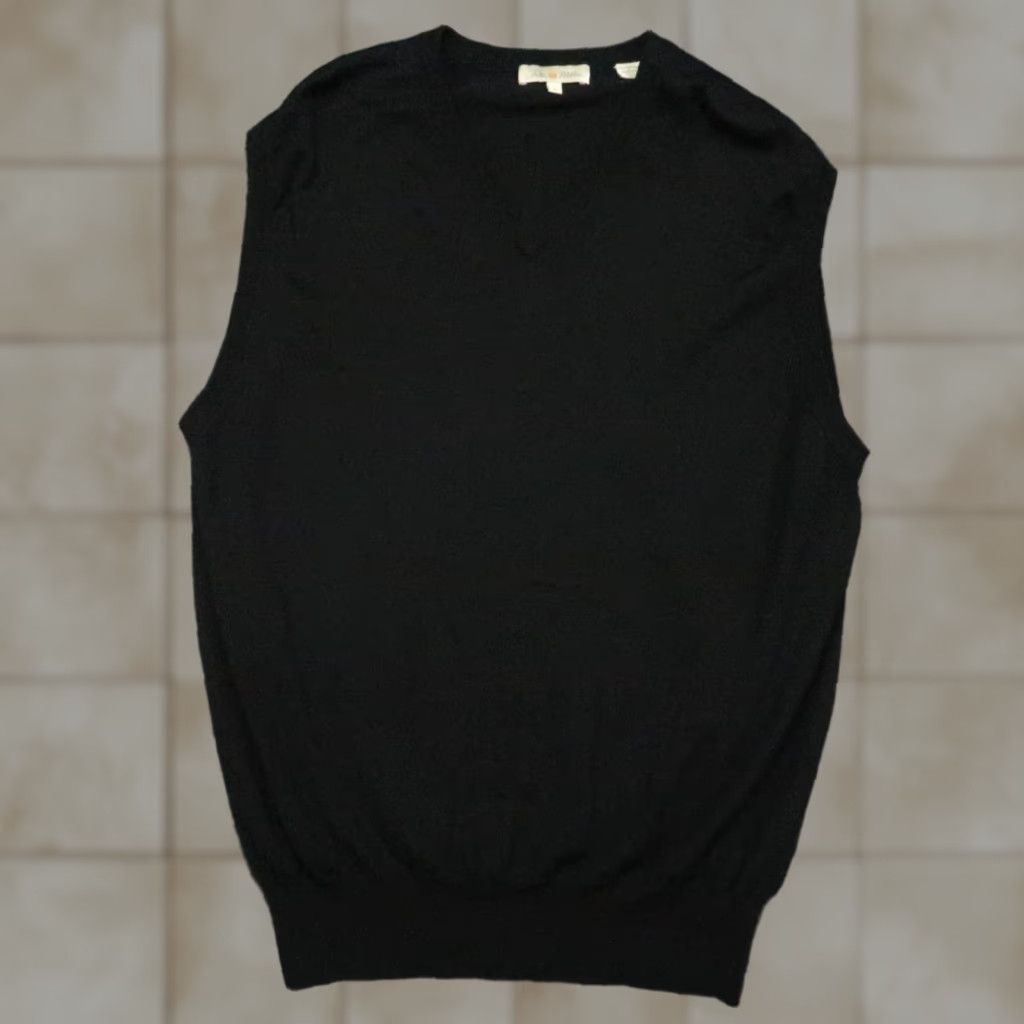 Peter Millar Vest Men L Black Wool Knit V-Neck Pullover Sweater