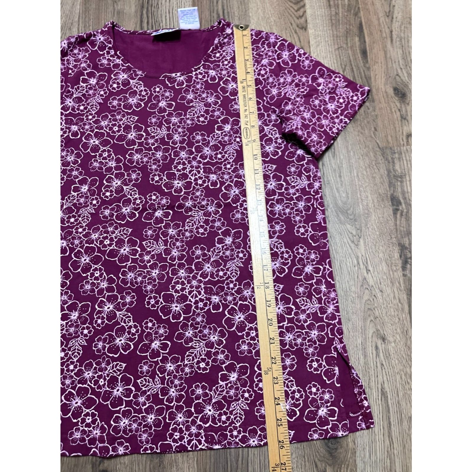 Blair Blair Shirt Womens Size Small Purple Pink Floral Short Sleeve T-Shirt Casual Vintage No Size S / US 4 / IT 40 - 4 Thumbnail