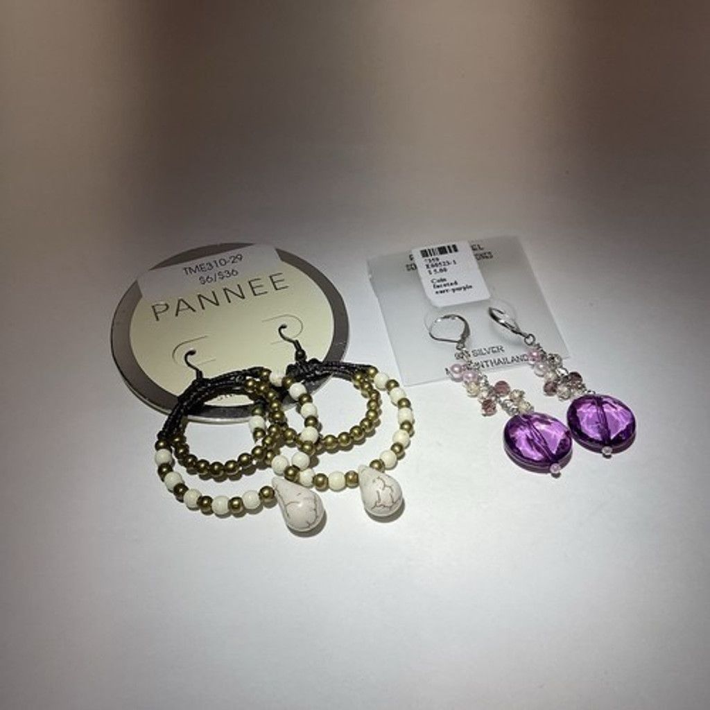 Other NWT Pannee Lot of 2 Boho Loop/Hoop Earrings&Dang Purple Drop Size ONE SIZE - 10 Thumbnail
