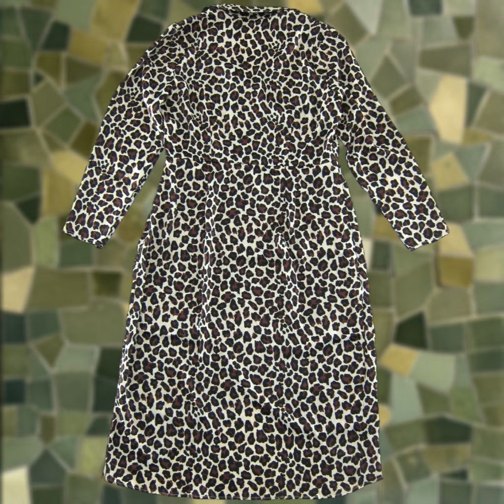 Vintage Beautiful Lawrence Zarian Dress Long Sleeve 14 Black Brown Ivory Leopard Cheetah Size XL / US 12-14 / IT 48-50 - 1 Thumbnail