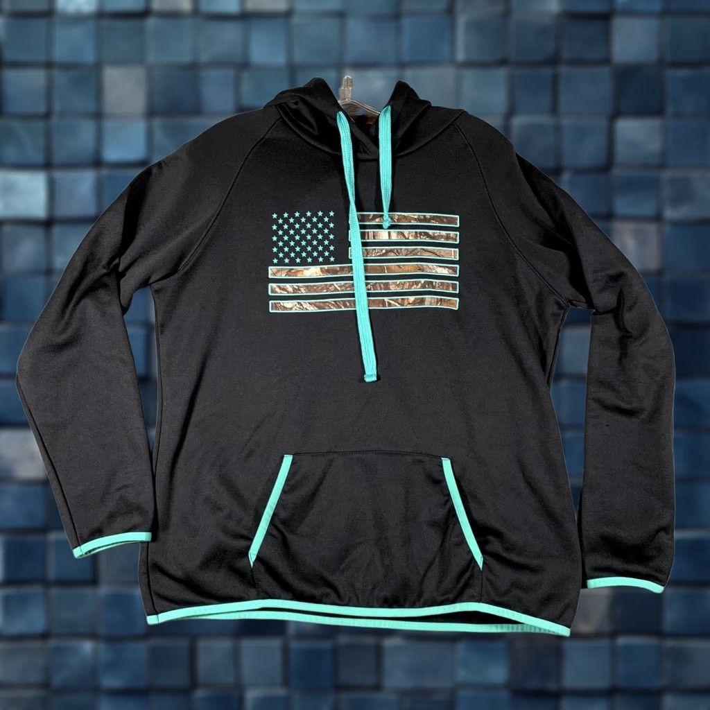 Realtree Realtree Hoodie Mens L Black Pullover Graphic Print American Flag Camo Hunting Size US L / EU 52-54 / 3 - 1 Thumbnail
