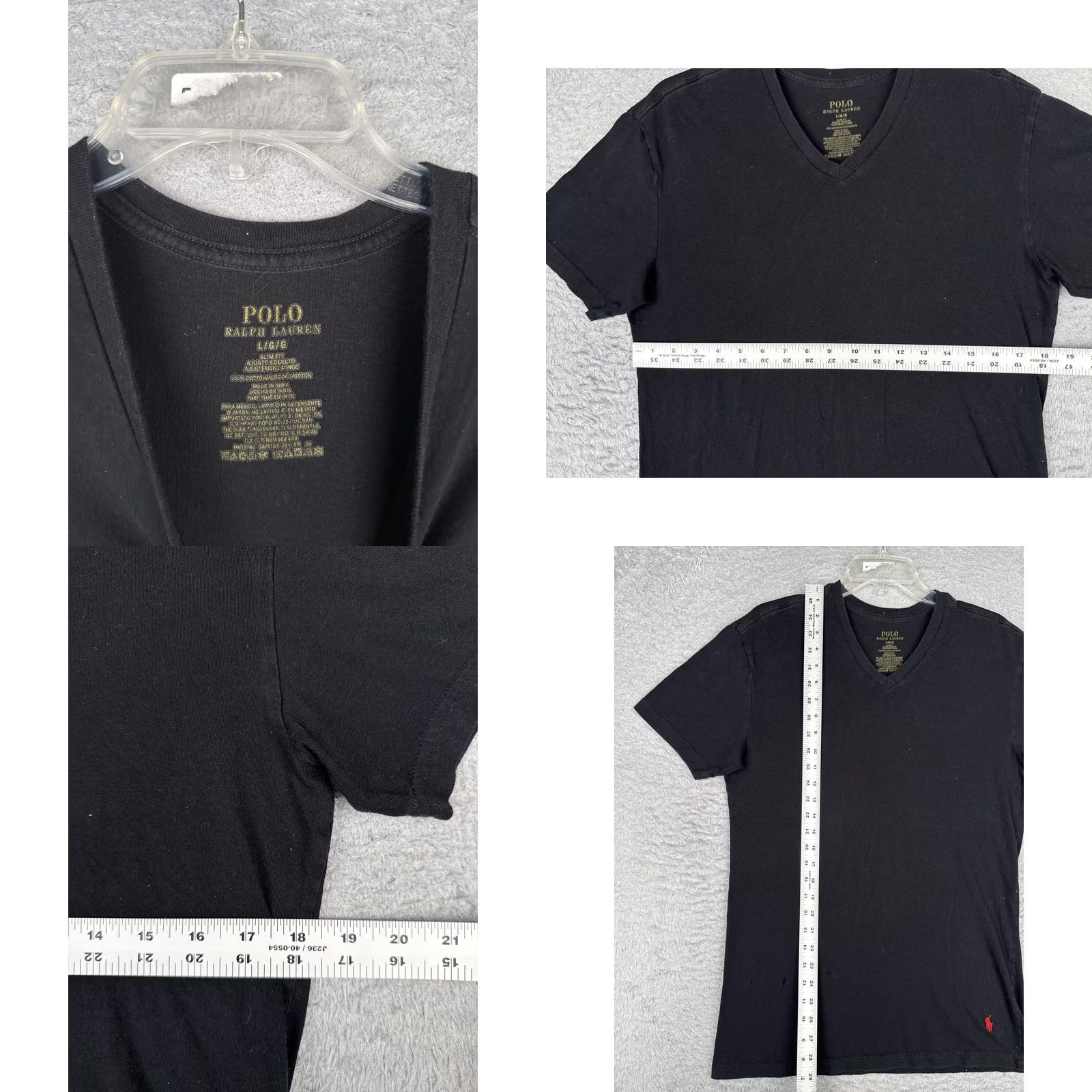 Polo Ralph Lauren Polo Ralph Lauren Shirt Mens Large Black V-Neck Short Sleeve Cotton Tee Tagless Size US L / EU 52-54 / 3 - 8 Thumbnail