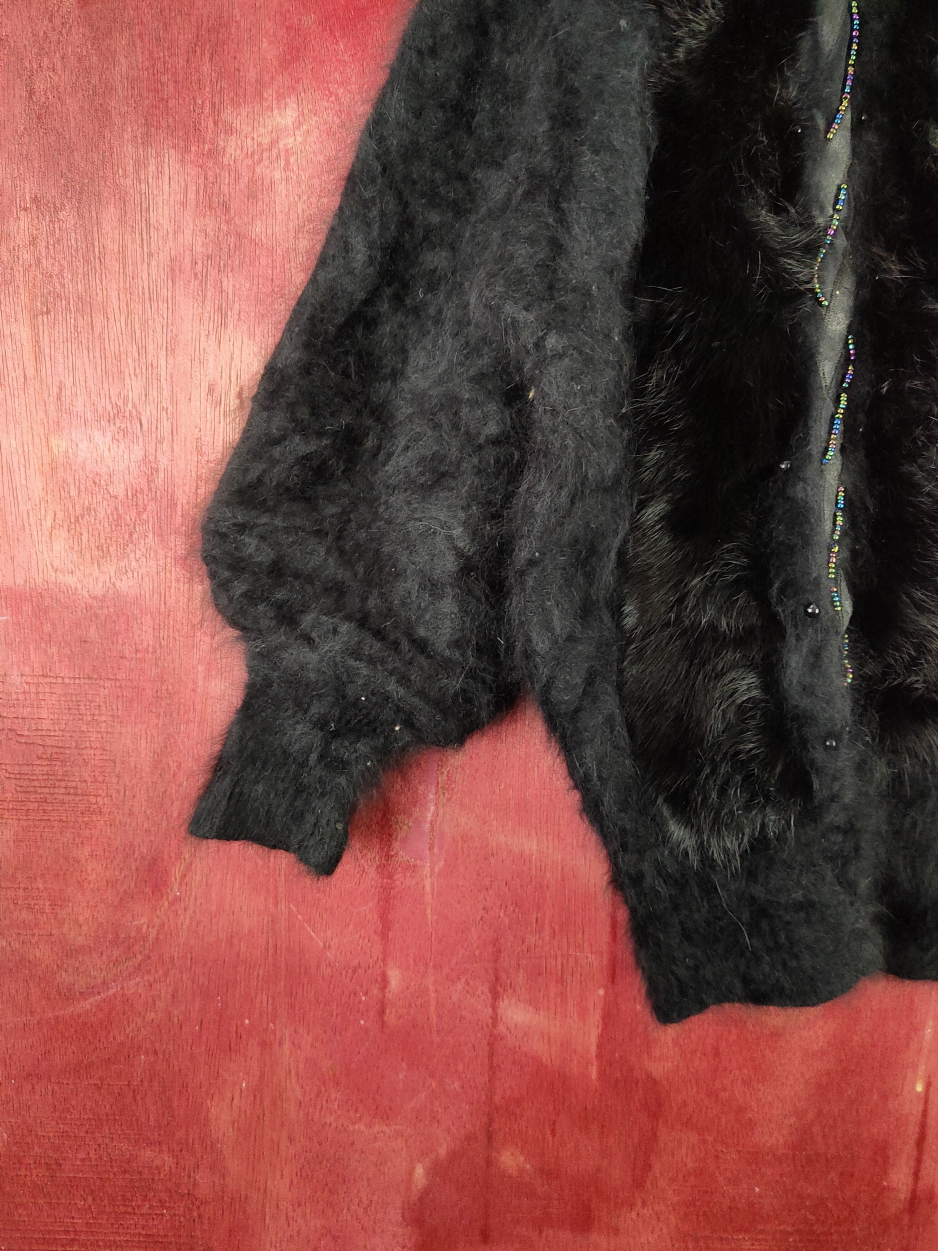 Homespun Knitwear Caratte Black Shag Shaggy Fur Mohair Jackets #S2040 Size L / US 10 / IT 46 - 4 Thumbnail