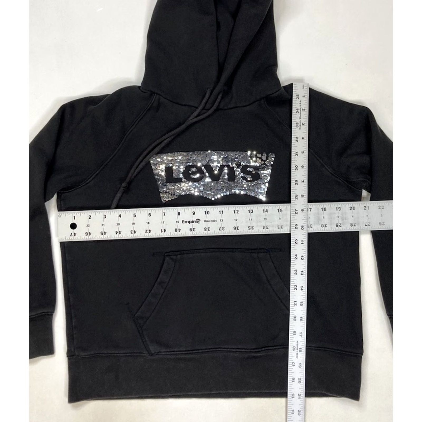 Levi's VINTAGE Levi's Sequin Logo Pullover Hoodie Women XS Black Size XS / US 0-2 / IT 36-38 - 5 Thumbnail
