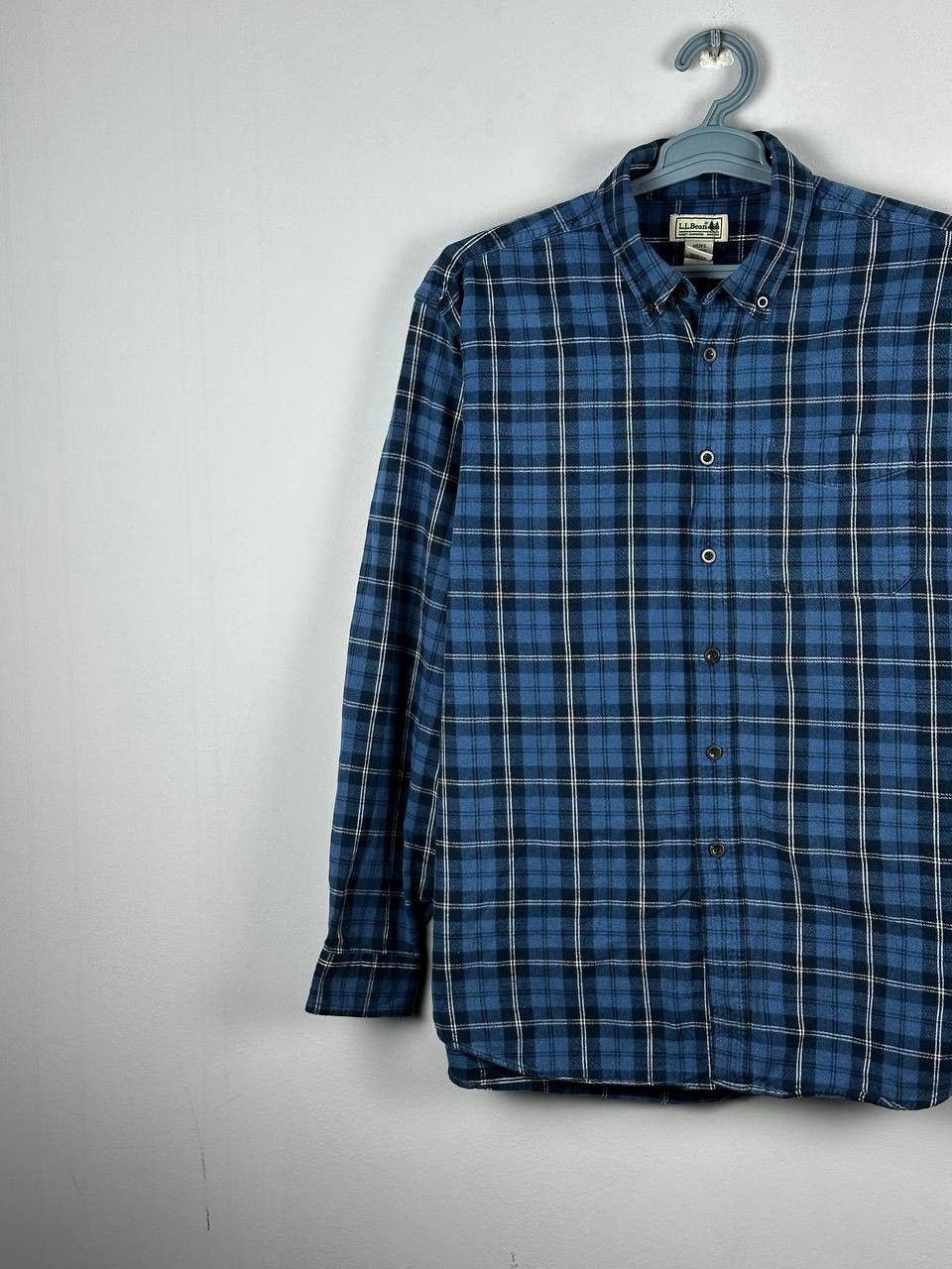 L.L. Bean Vintage LL Bean Blue Check Plaid Flanel Shirt Size US L / EU 52-54 / 3 - 3 Thumbnail