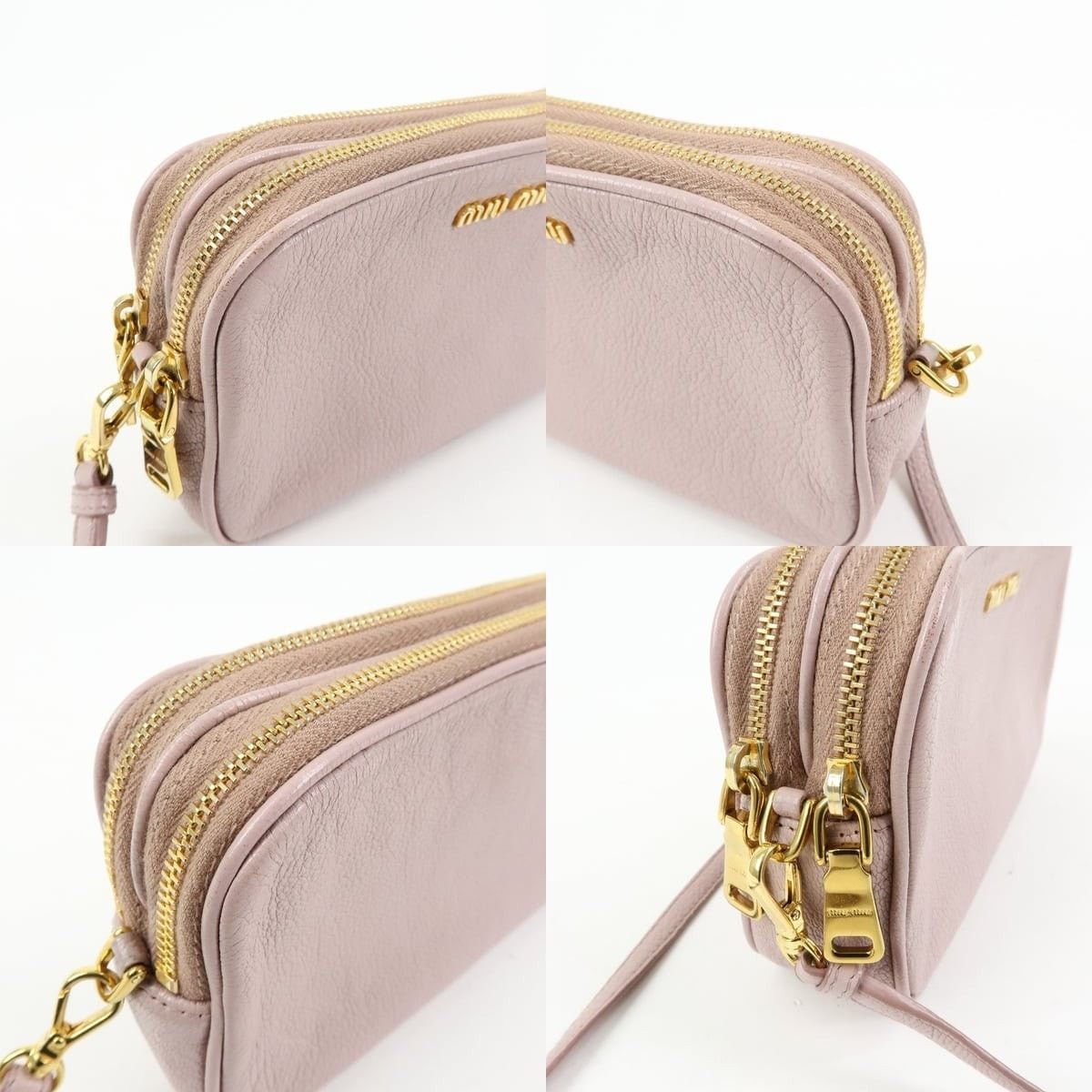 Miu Miu Miu Miu Logo Madras Leather Crossbody Bag Pink Size ONE SIZE - 6 Thumbnail
