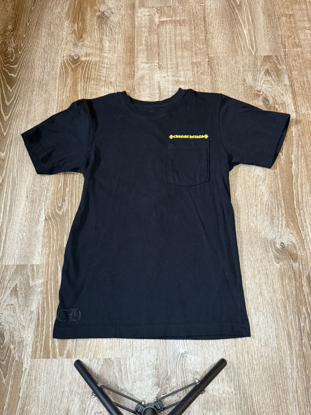 Chrome Hearts Black And Yellow Triple Cross Gothic Tee
