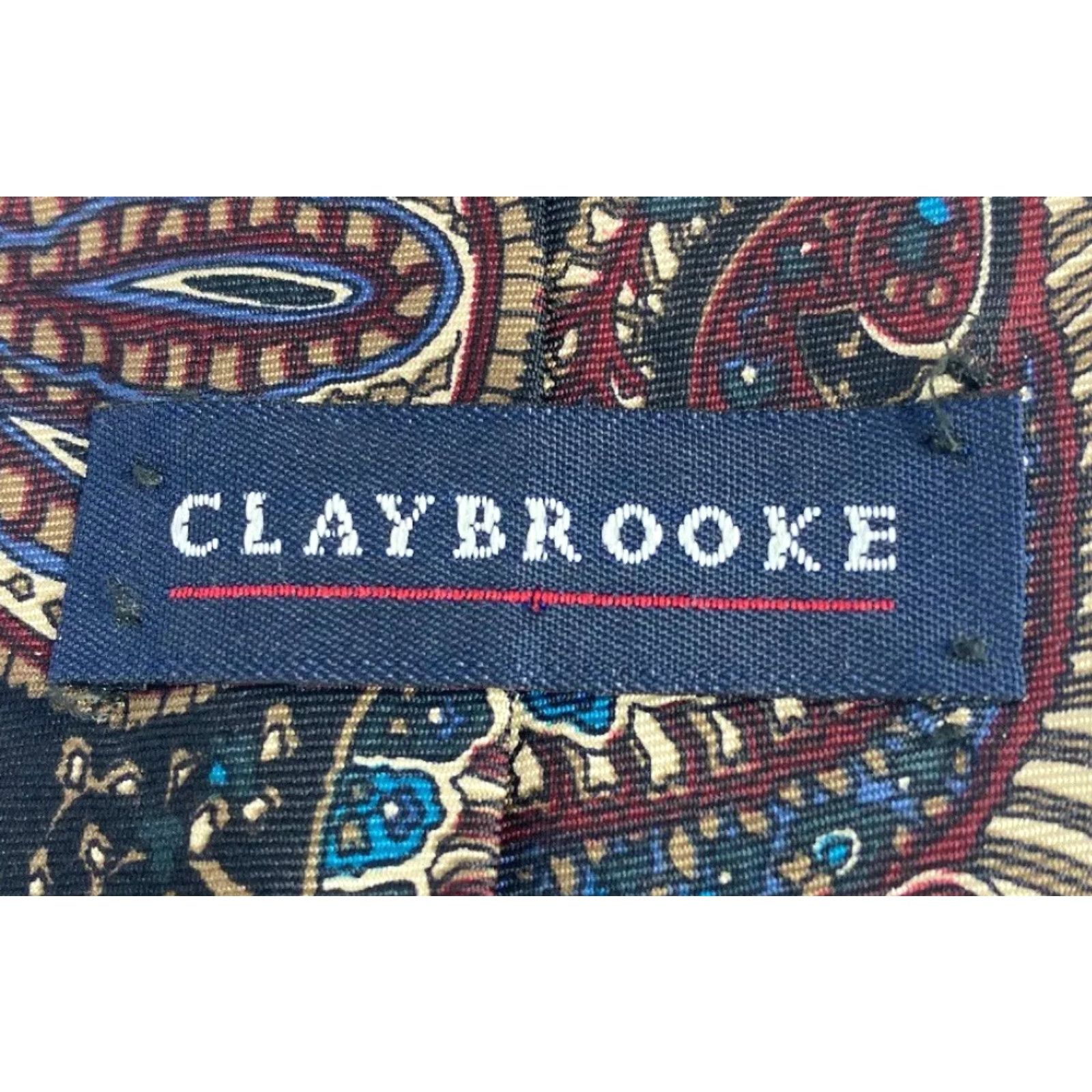 Vintage Claybrooke 100% Silk Mens Necktie Black Paisley Tie Made In Dominican Republic Size ONE SIZE - 3 Thumbnail