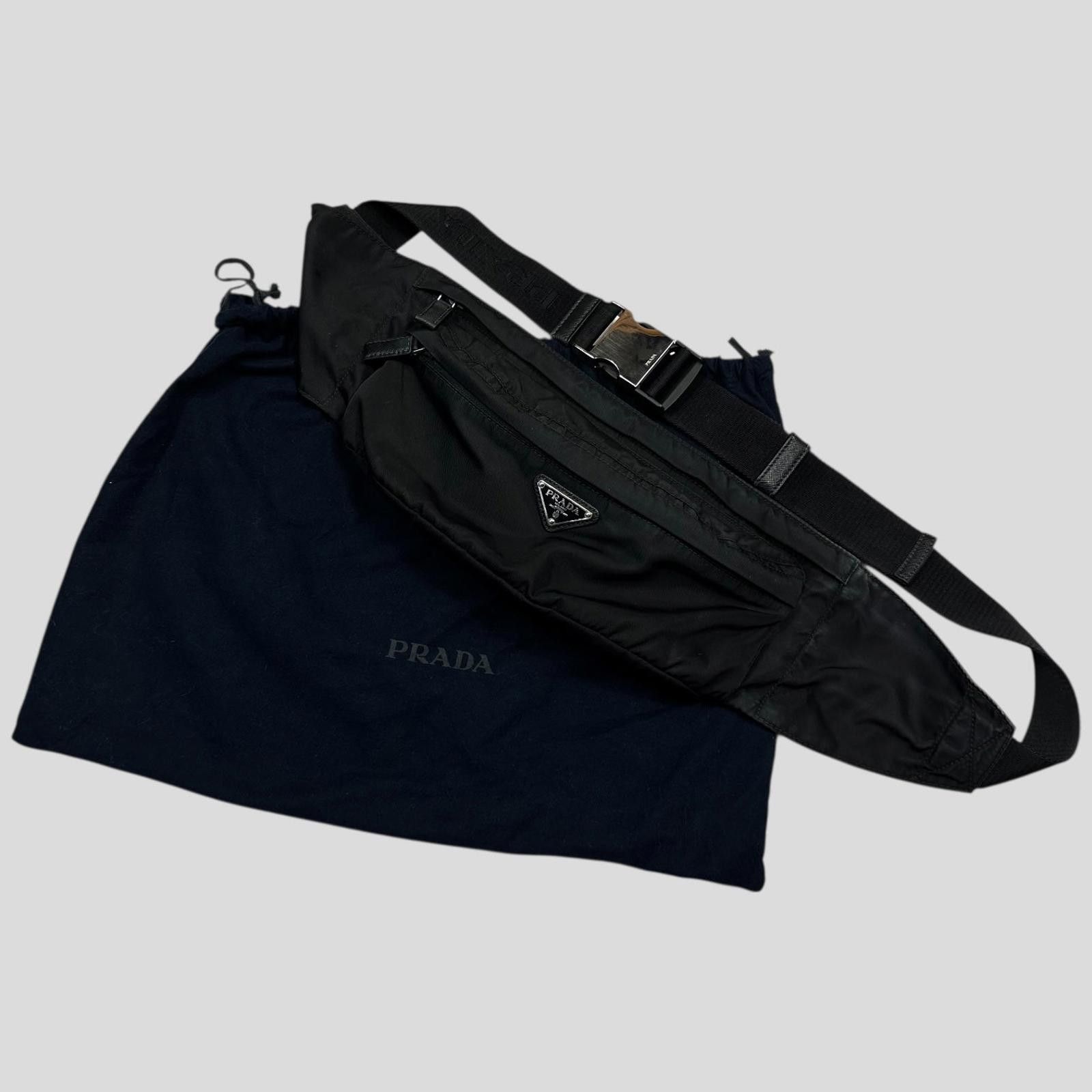 Prada Prada Milano Plaque Logo Black Nylon Crossbody Beltbag Size ONE SIZE - 1 Thumbnail