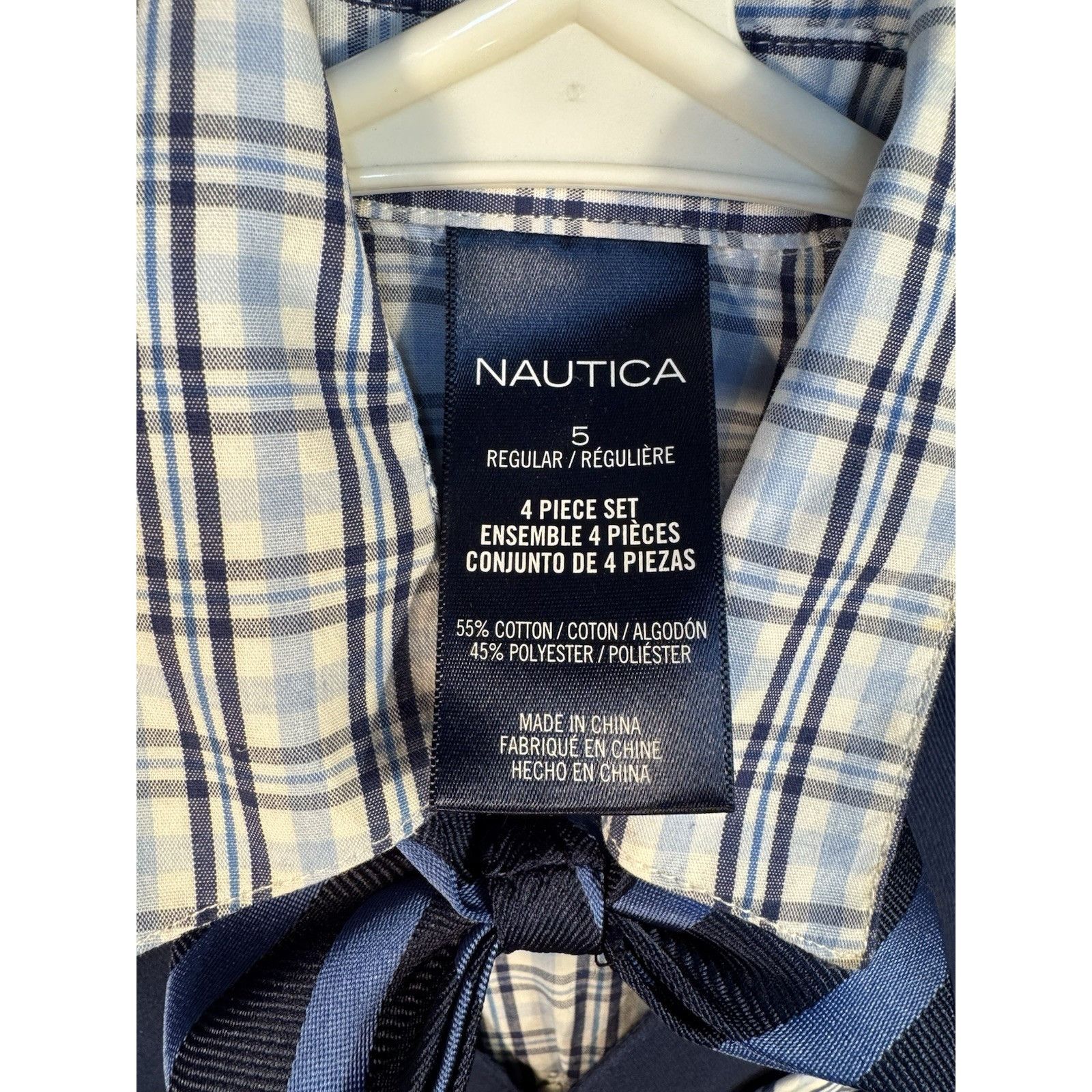 Nautica NAUTICA Boys Long Sleeve 3 Pc Navy Blue Plaid Dress Pant Sui Size US XS / EU 42 / 0 - 3 Thumbnail
